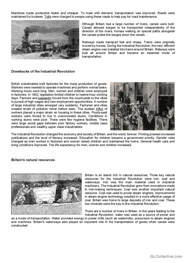 Industrial Revolution Social Studi English ESL Worksheets Pdf Doc