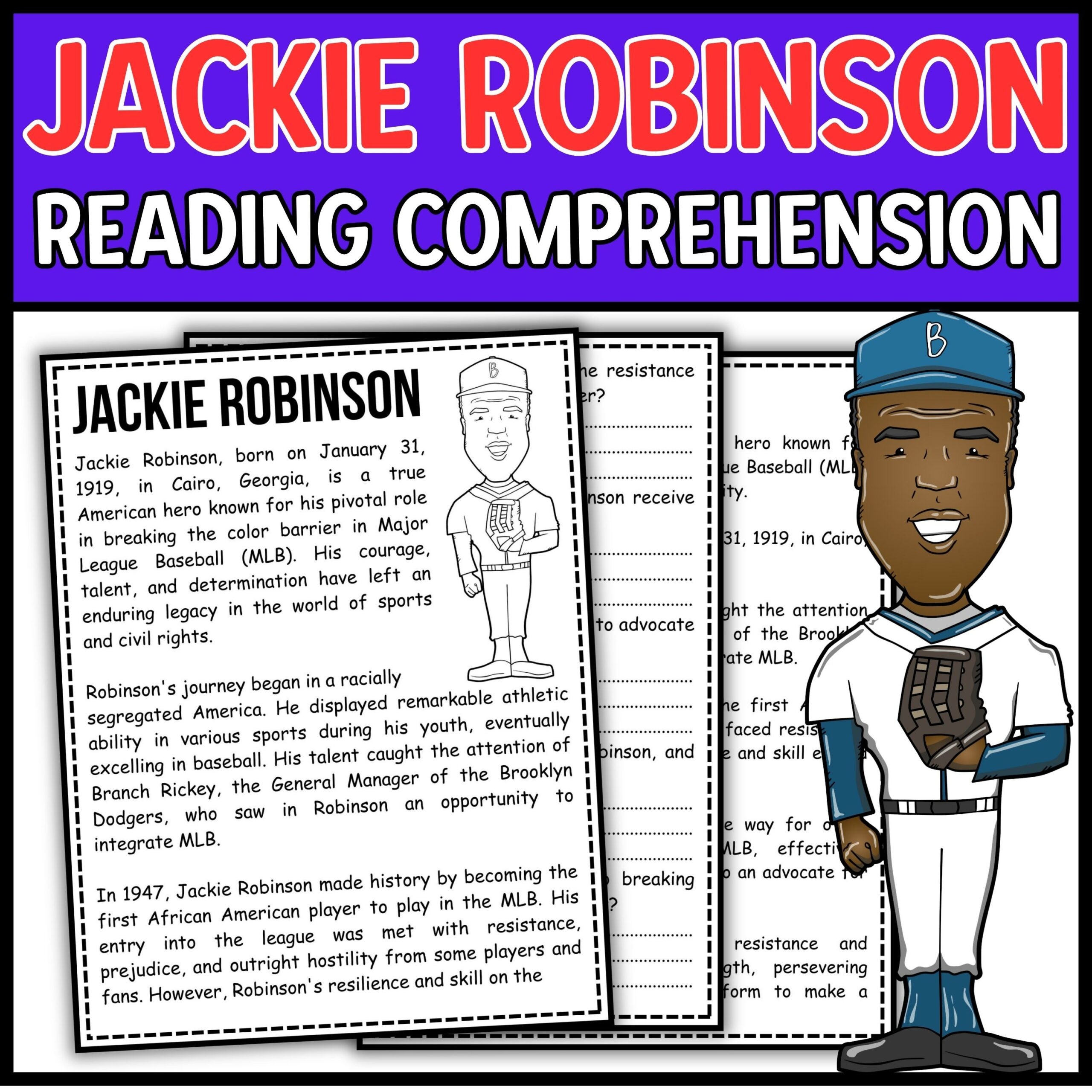 Jackie Robinson Reading Comprehension Passage Questions Made By Teachers