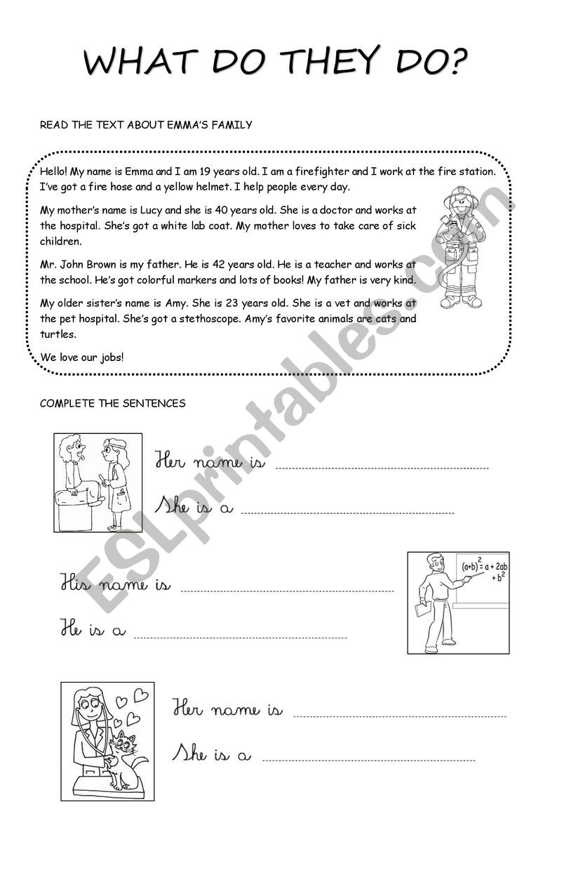 Jobs Reading Comprehension Activity ESL Worksheet By MissIsabella Jobs Reading Comprehension Activity ESL Worksheet By MissIsabella