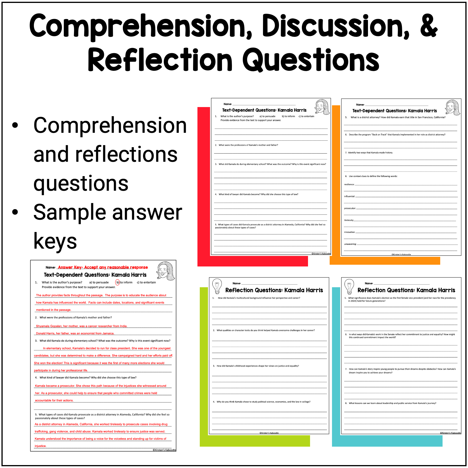 Kamala Harris Biography Activities For Kids Nonfiction Reading