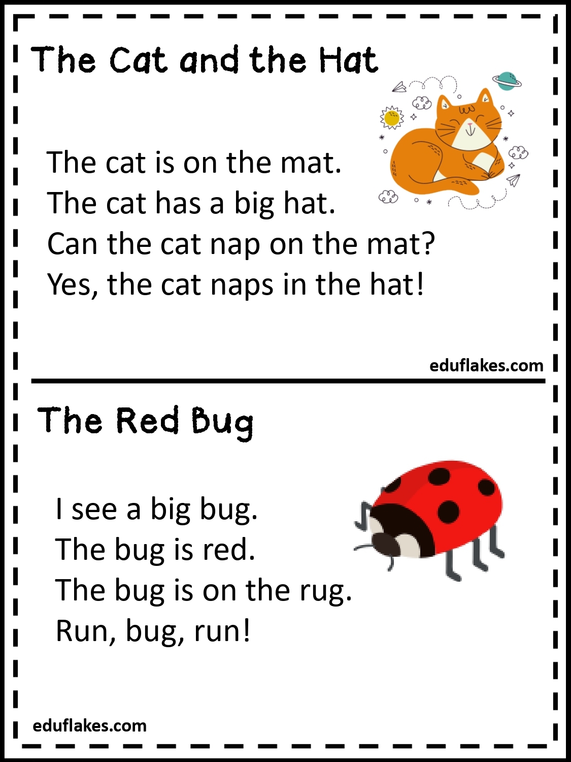 Kindergarten CVC Reading Passages Free PDF Eduflakes