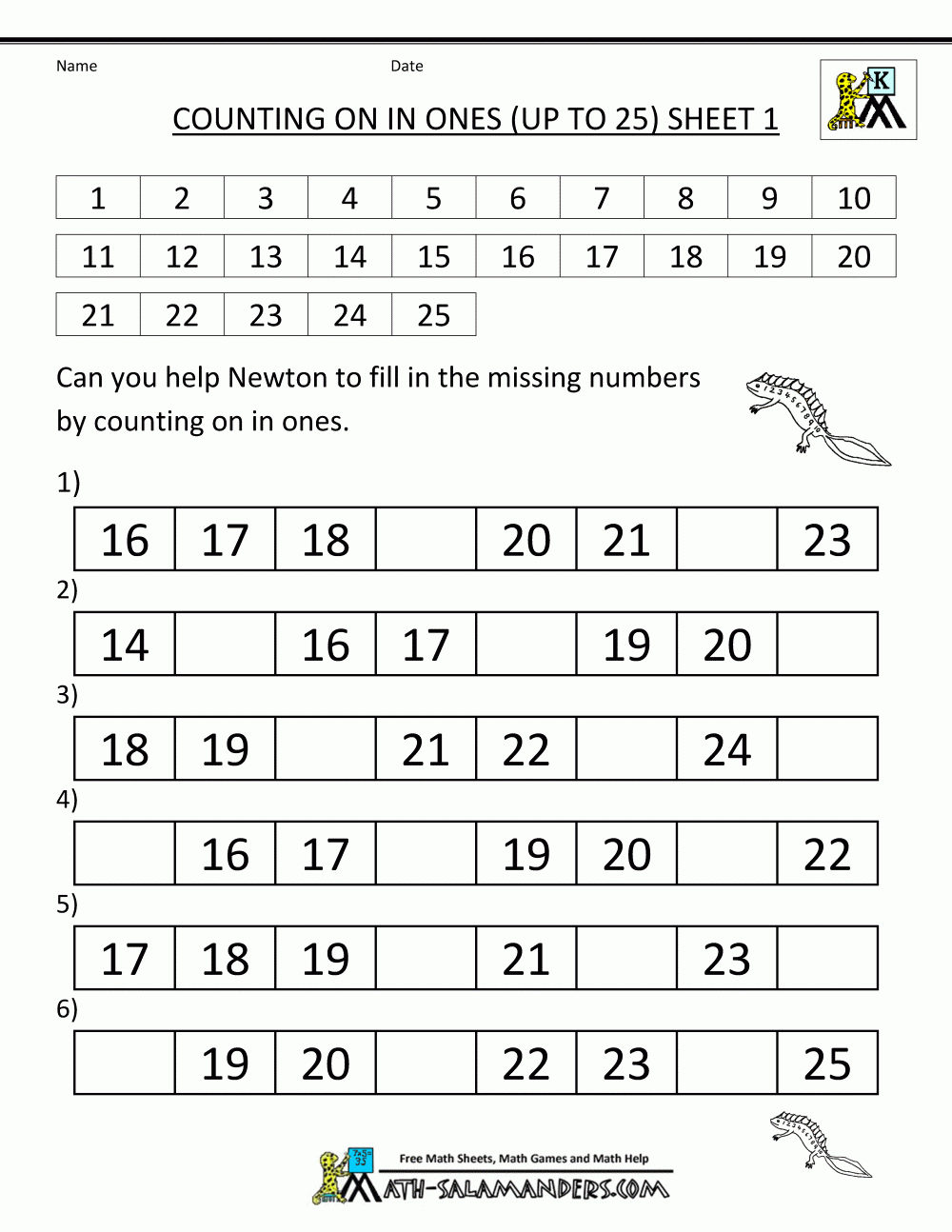 Printable Number 25 Worksheets Free