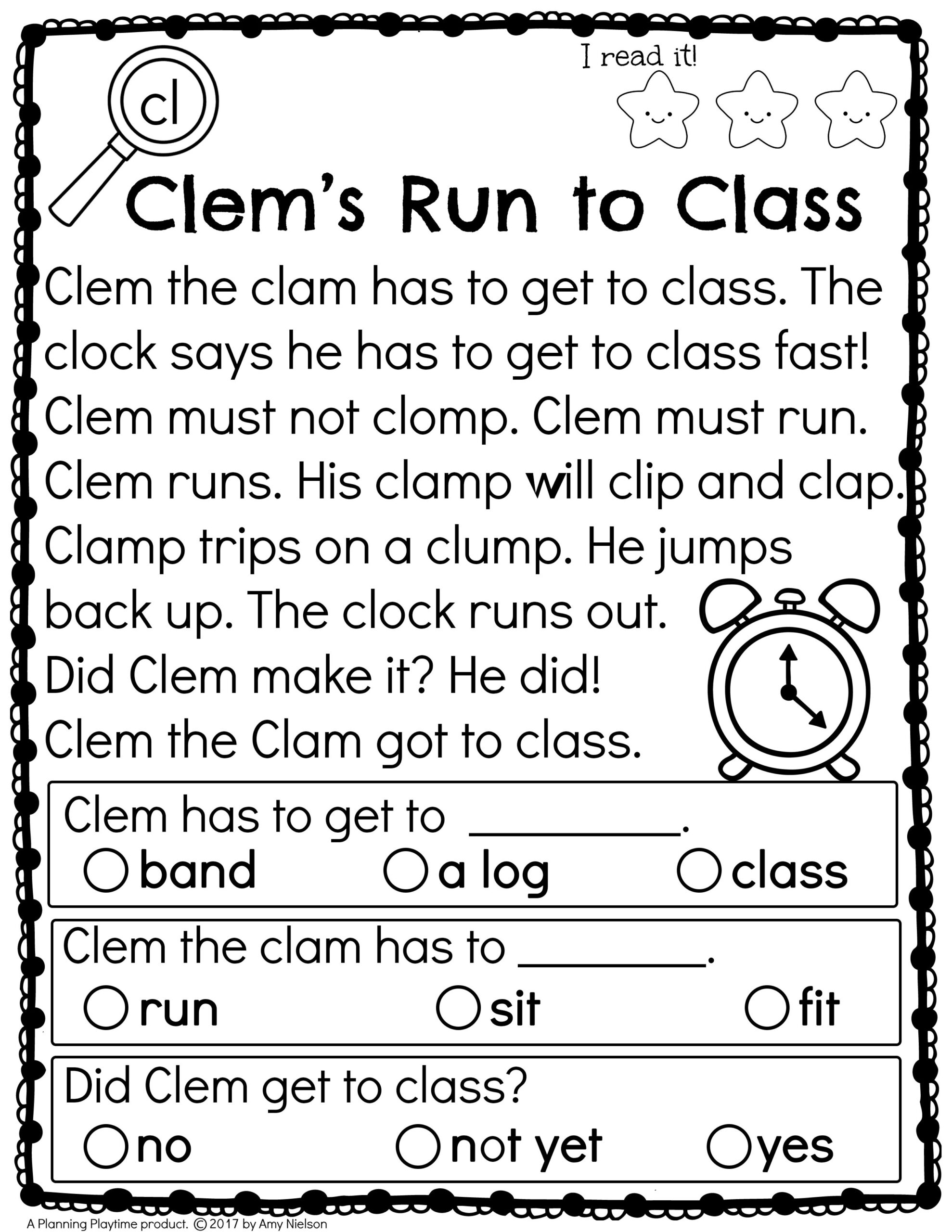 Kindergarten Reading Comprehension 2 Planning Playtime