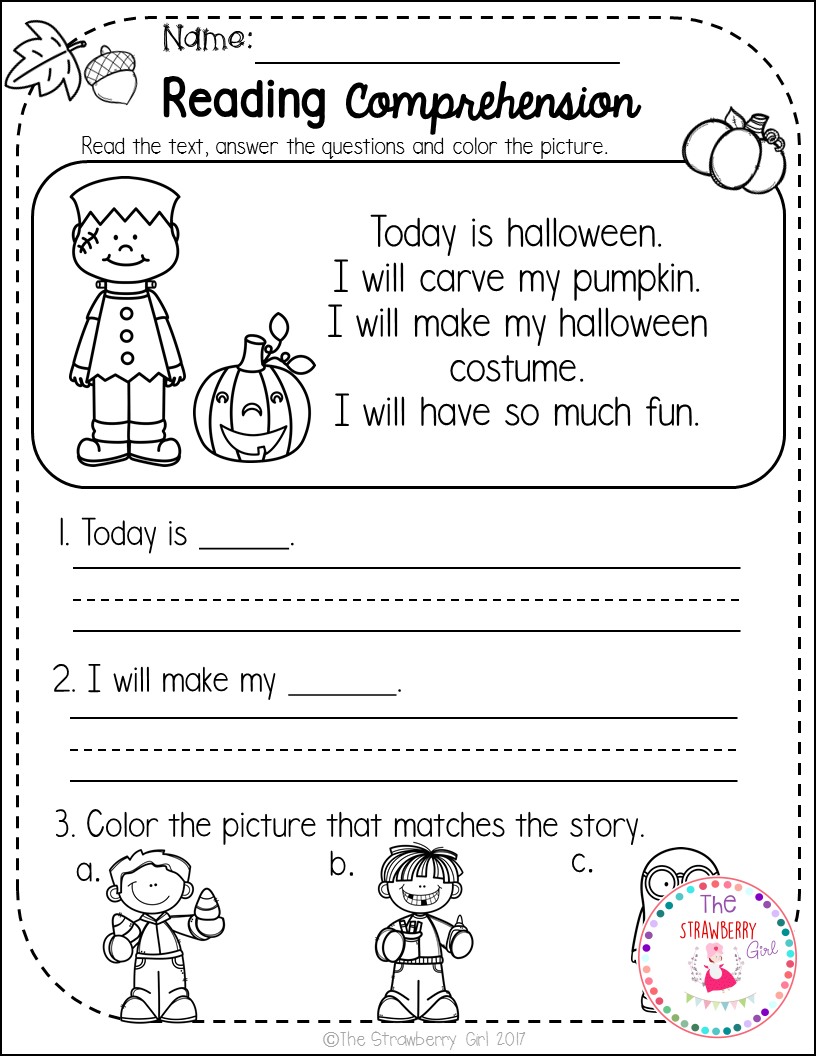 Fun Girl Kindergarten Reading Comprehension Worksheets