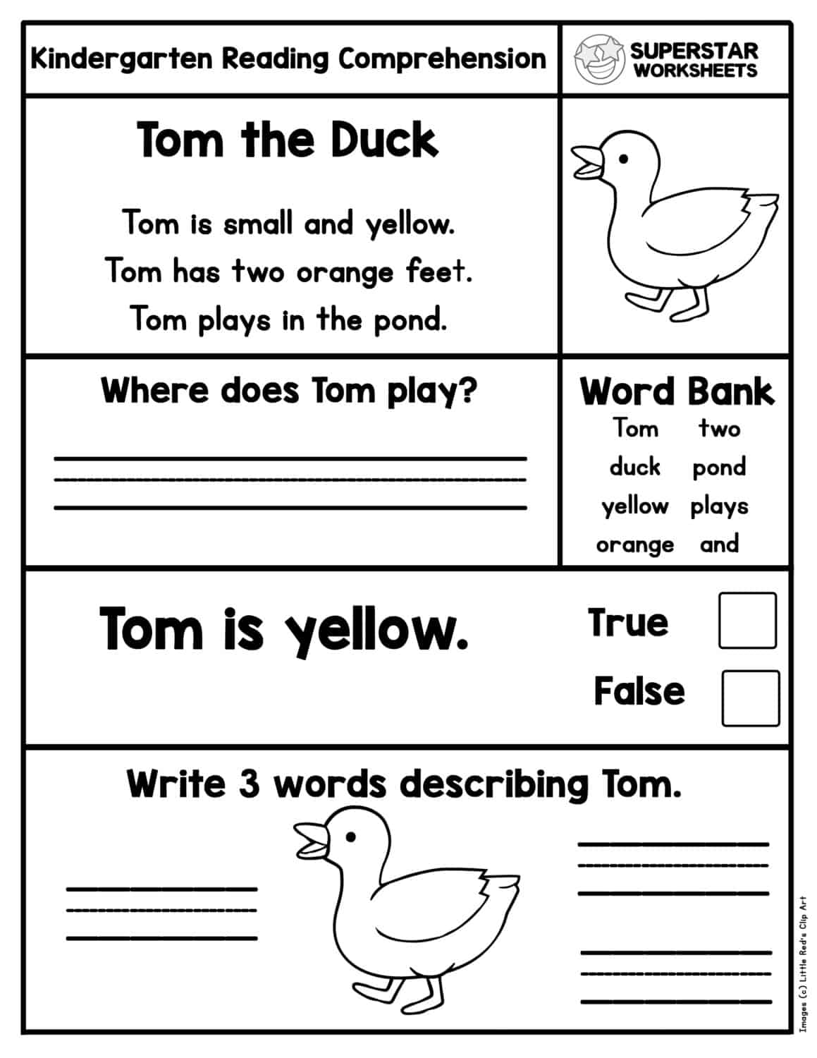Abc Kindergarten Reading Comprehension Worksheets