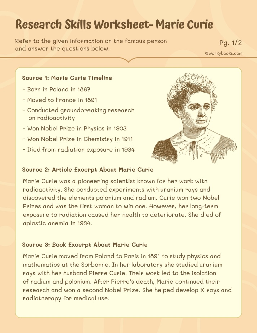 Famous Chemist Reading Comprehension Worksheets