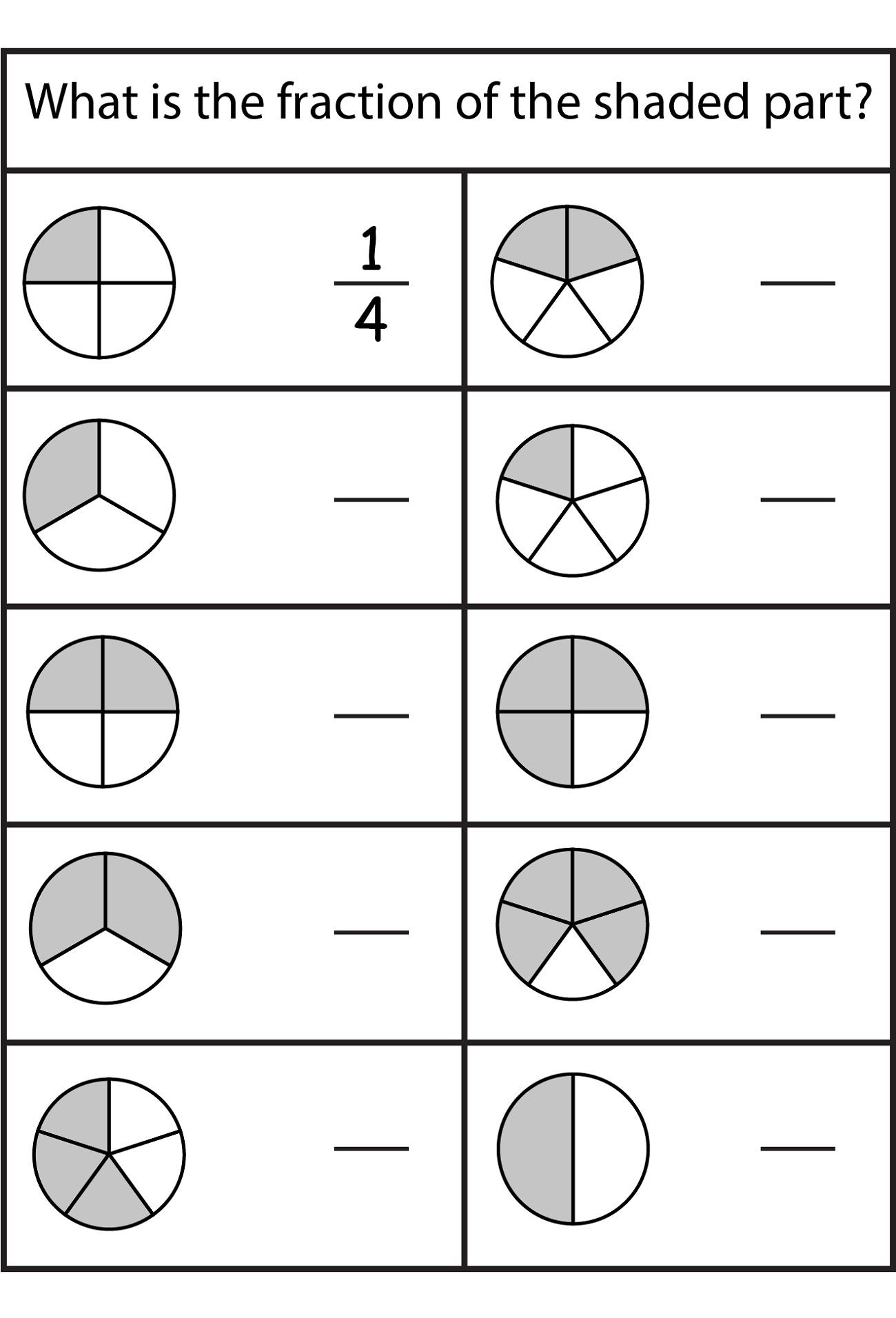 Math Fraction Worksheets For Kids