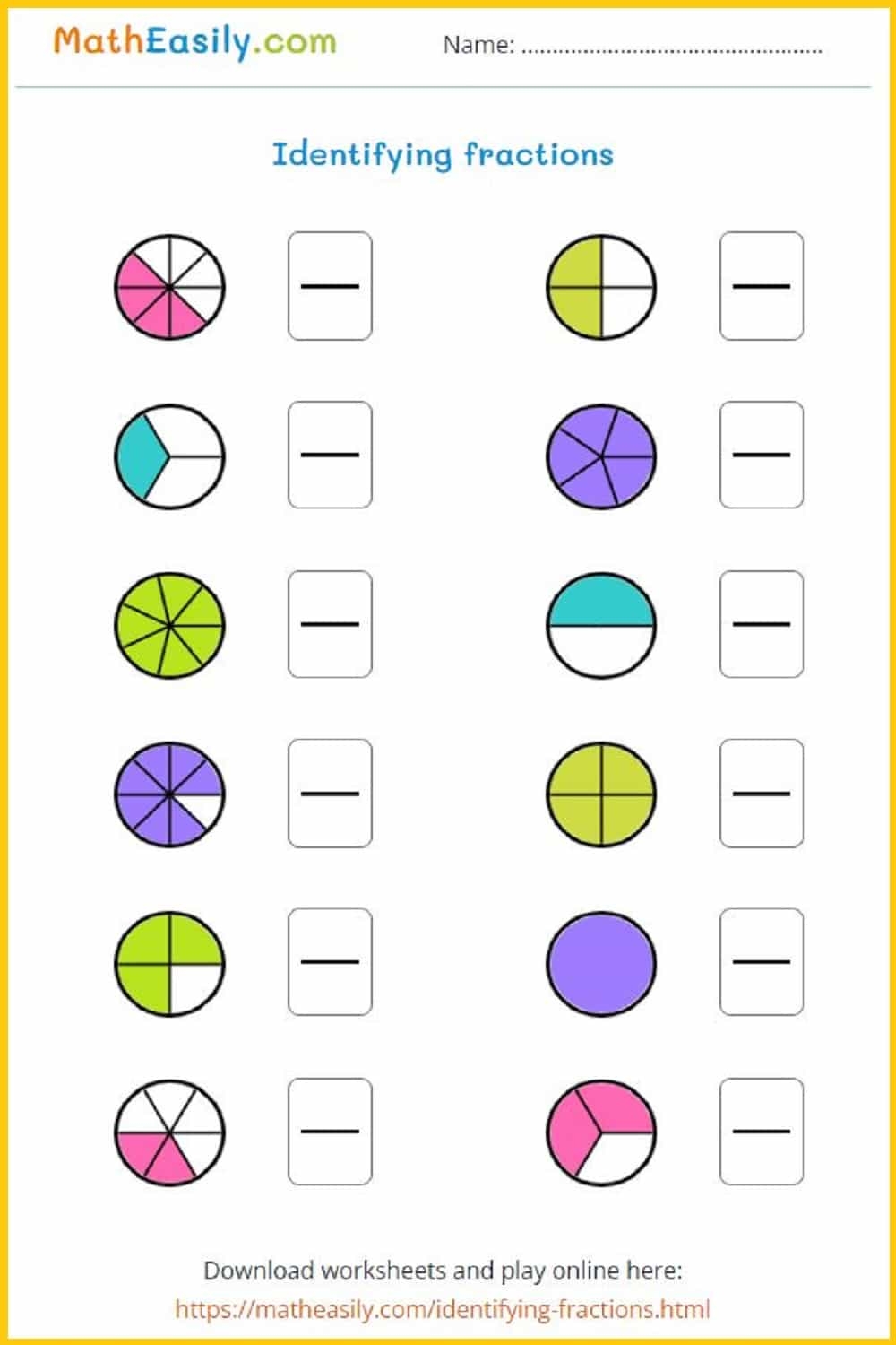 Year 2 Fractions Worksheets Free Printable