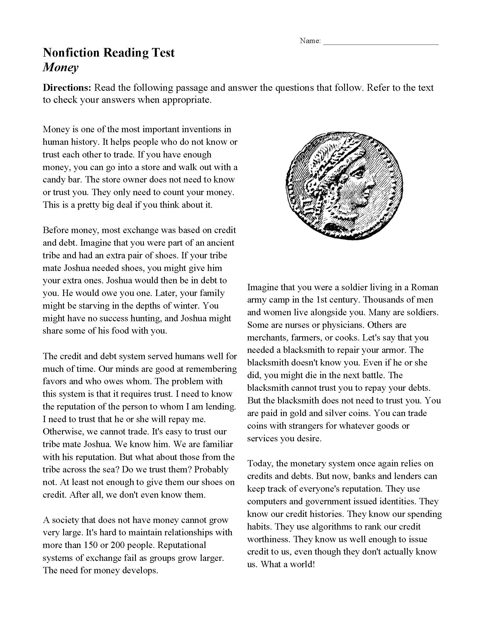 7Th Grade History Reading Comprehension Worksheets