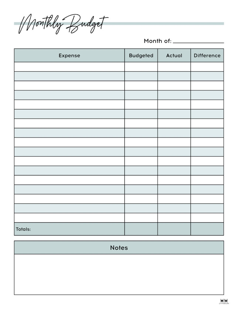 Free Printable Printable Budget Worksheet