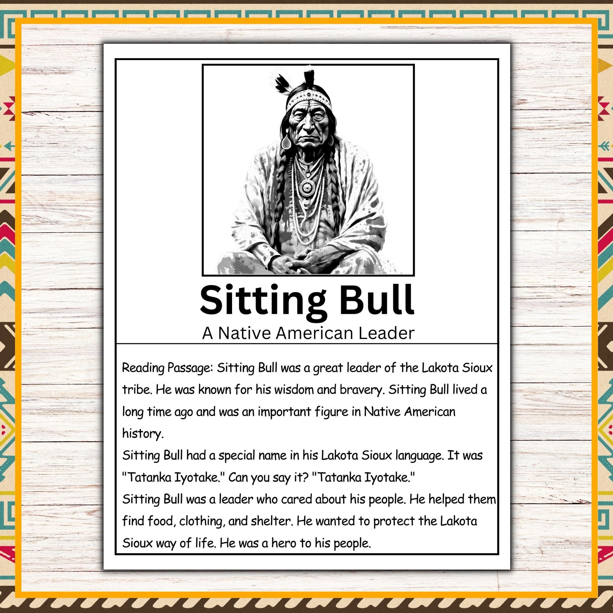 Native American Heritage Month Activities Sitting Bull Reading Comprehension Made By Teachers