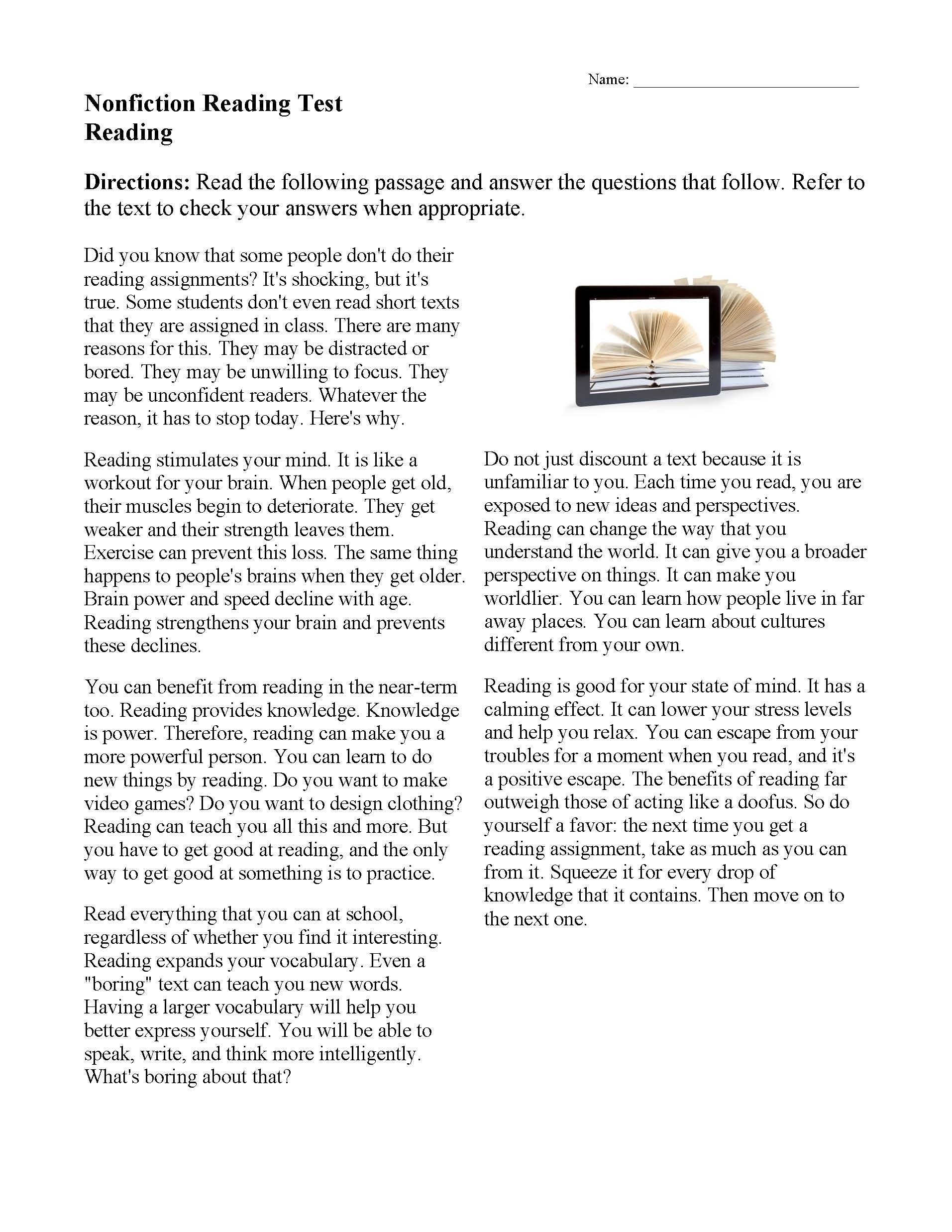 Nonfiction Passages And Functional Texts Ereading Worksheets