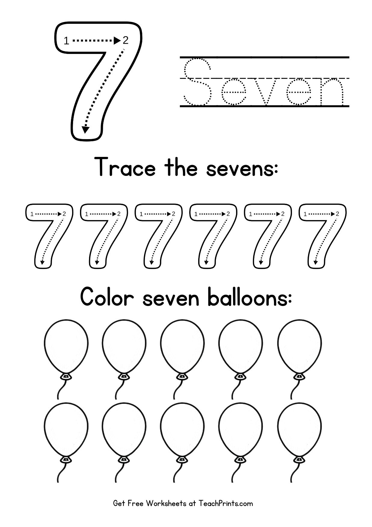 Number 7 Worksheets Free Printable