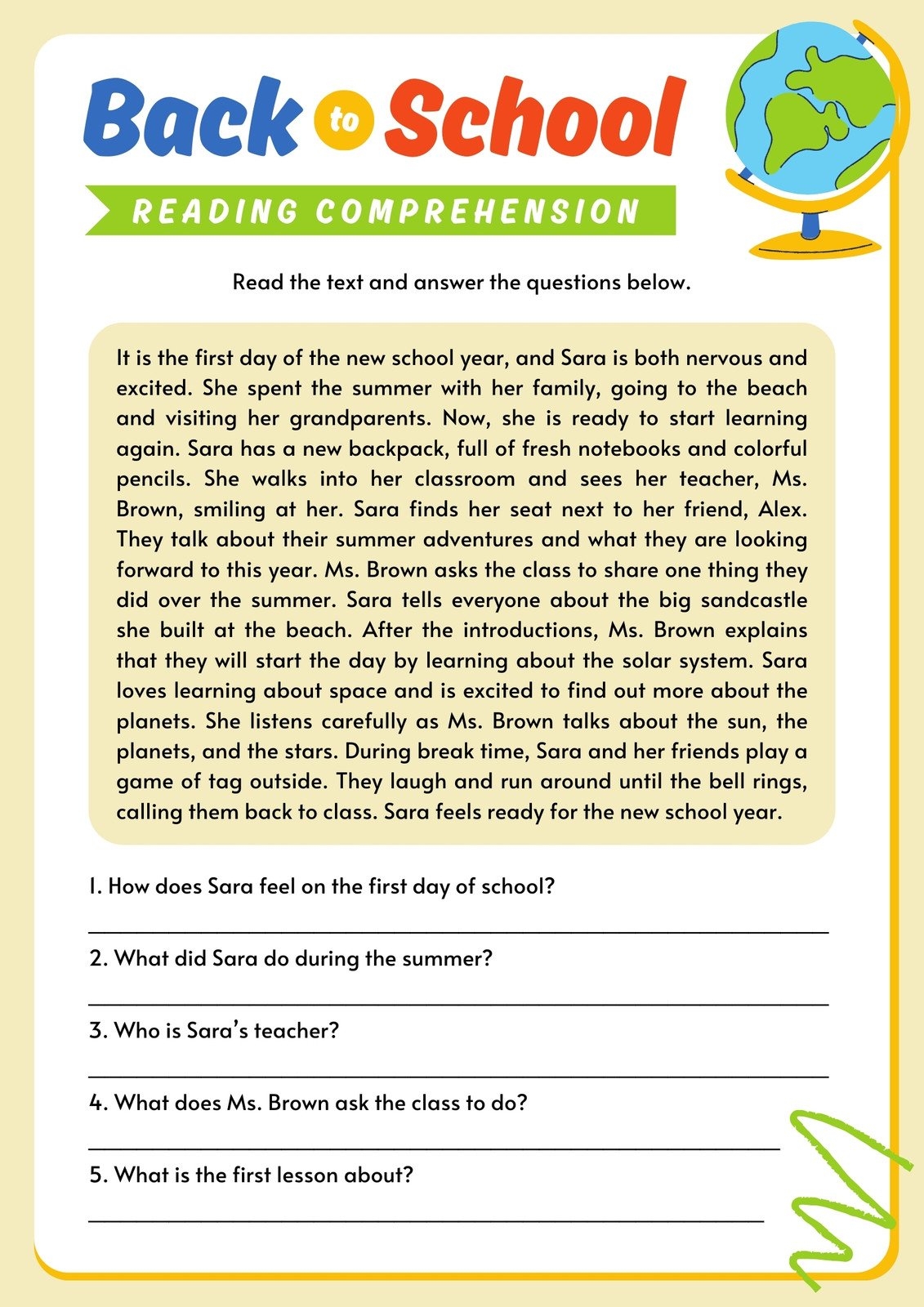 Page 2 Free Printable 3rd Grade Reading Worksheet Templates Canva