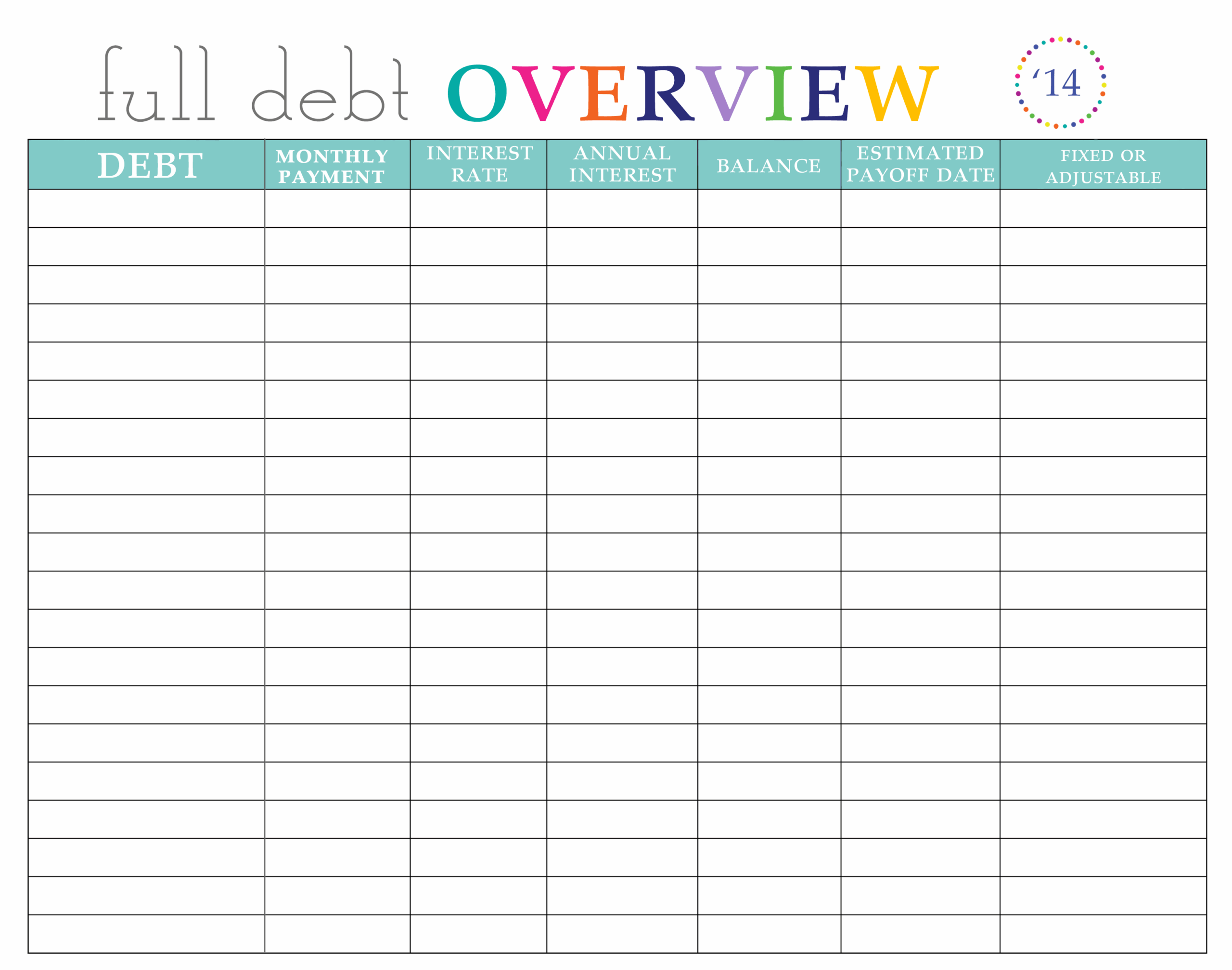 Free Printable Debt Payoff Worksheet