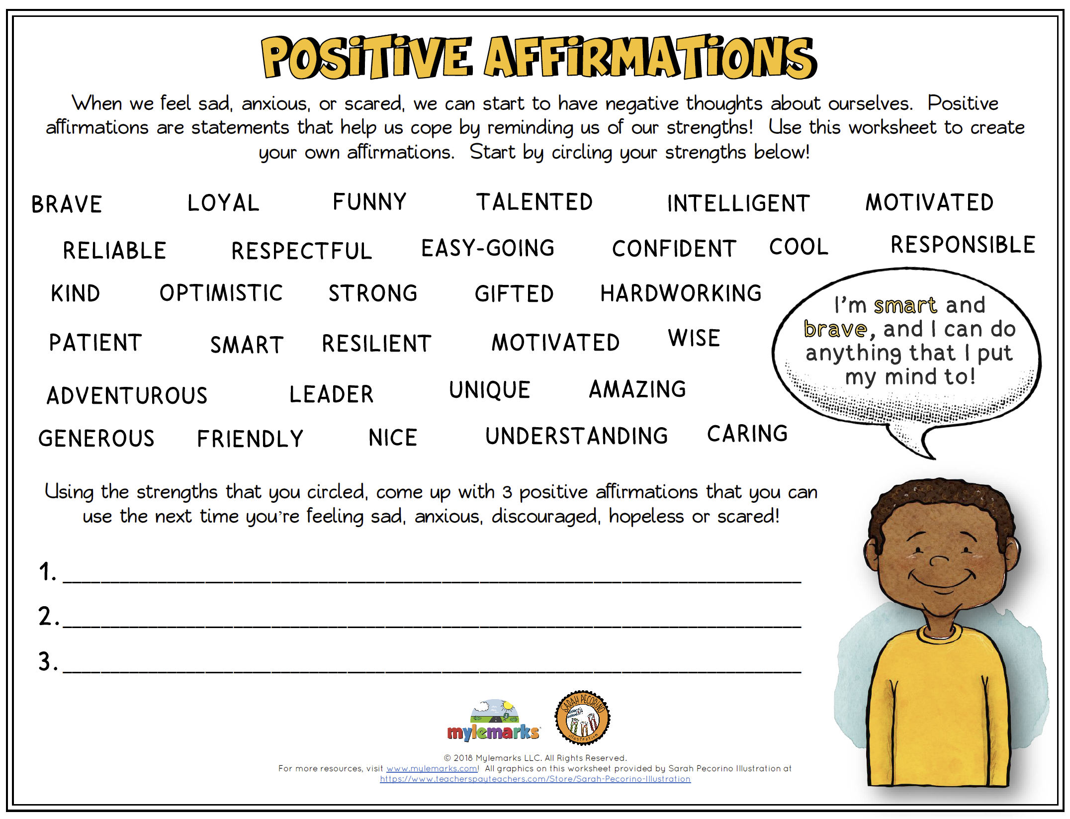 Free Printable Positive Affirmation Worksheet
