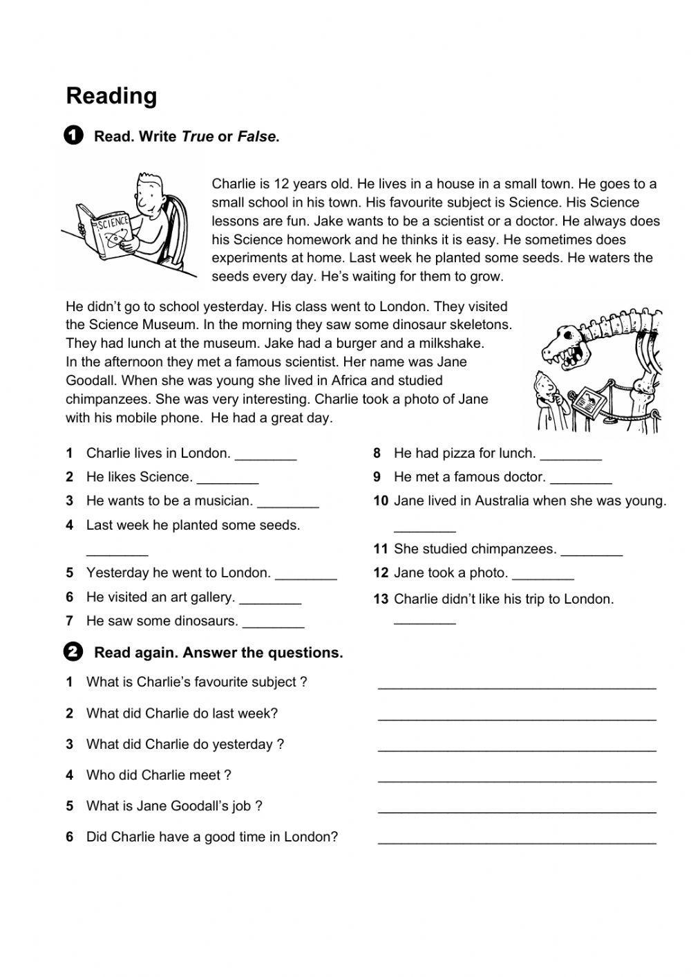 6Th Grade Printable Worksheets Reading Comprehension