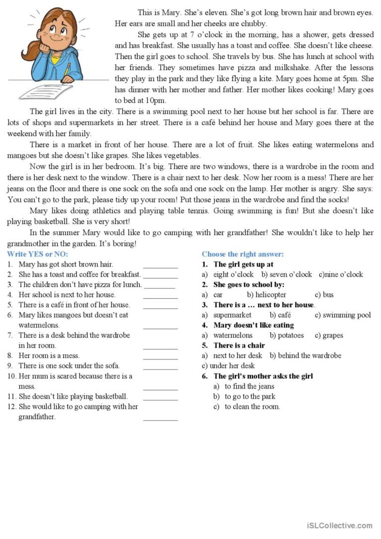 Reading Comprehension English ESL Worksheets Pdf Doc