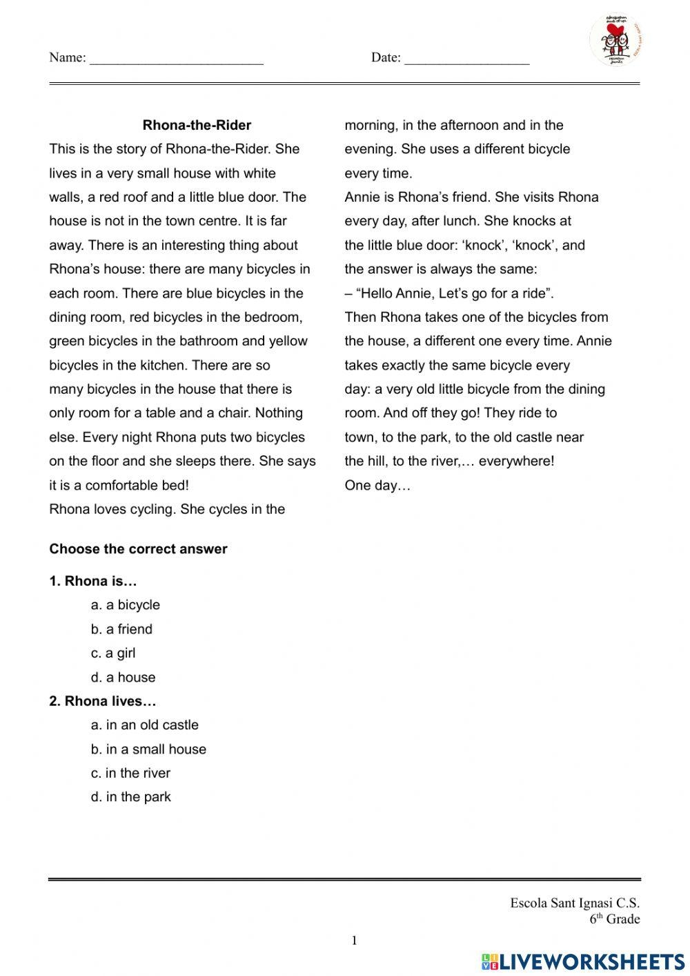 Reading Comprehension Online Exercise For Grade 6 Live Worksheets Worksheets Library