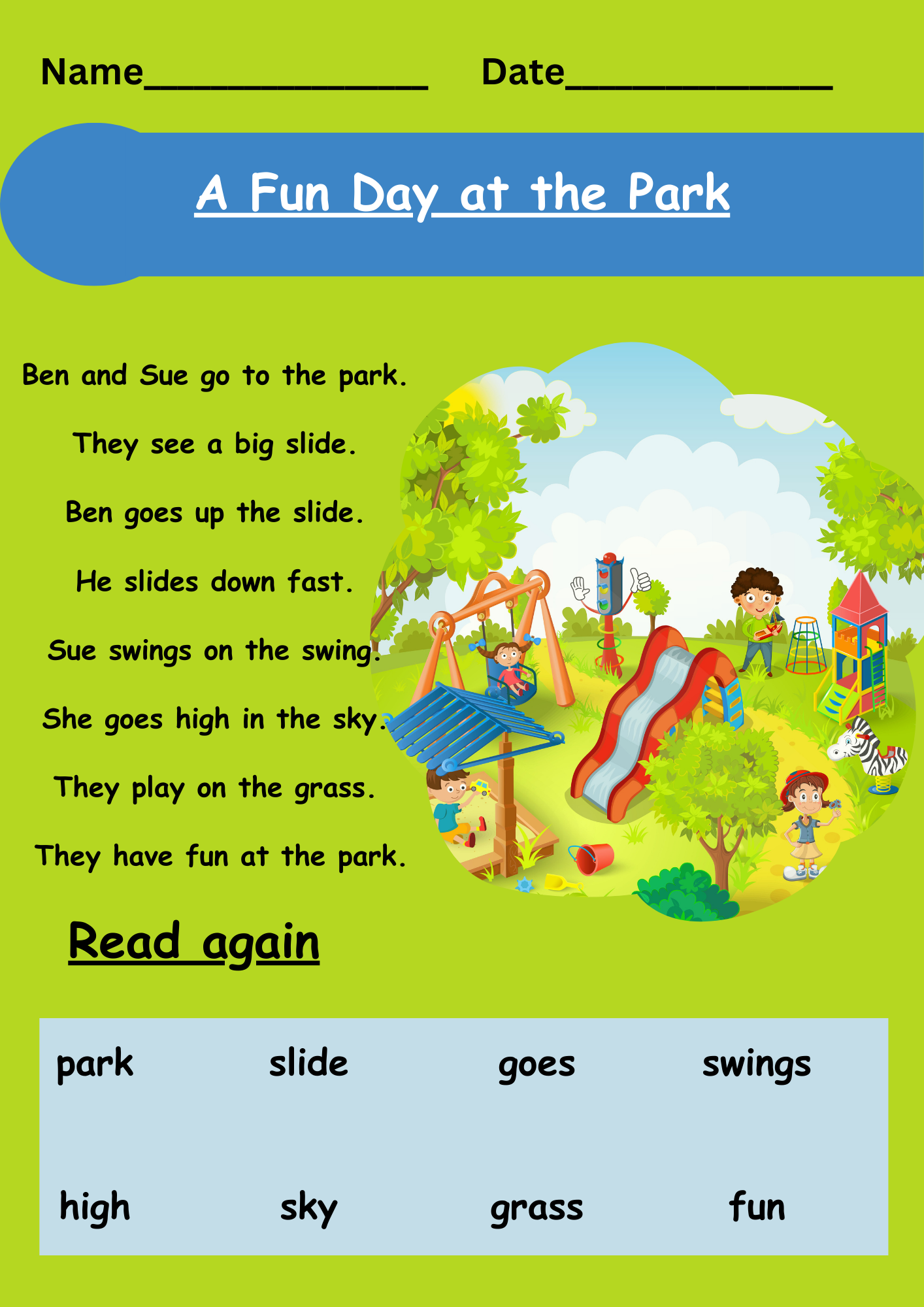 Early Elementary Reading Comprehension Worksheets