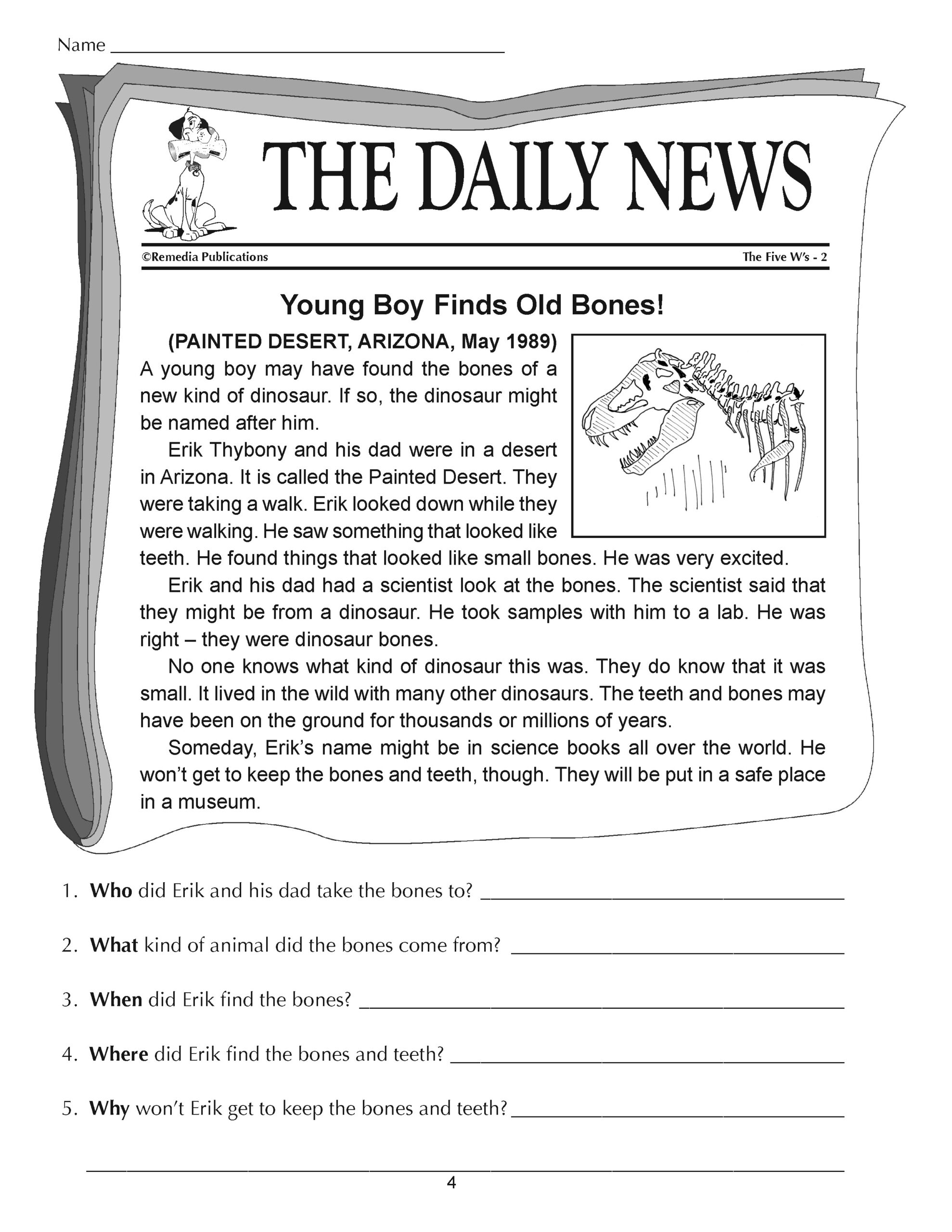 Daily Reading Comprehension Grade 5 Worksheets Daily Reading Comprehension Grade 5 Worksheets