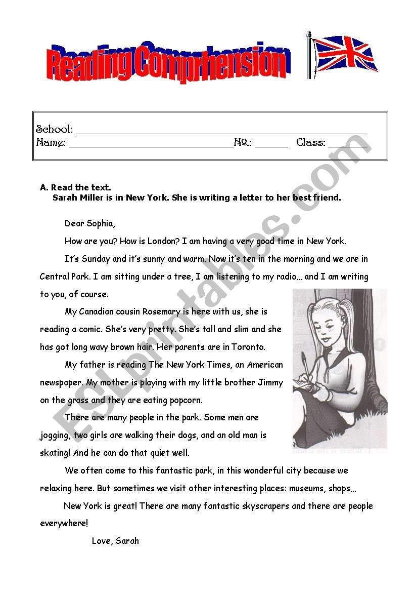 Esl Worksheets Present Continuous Reading Comprehension
