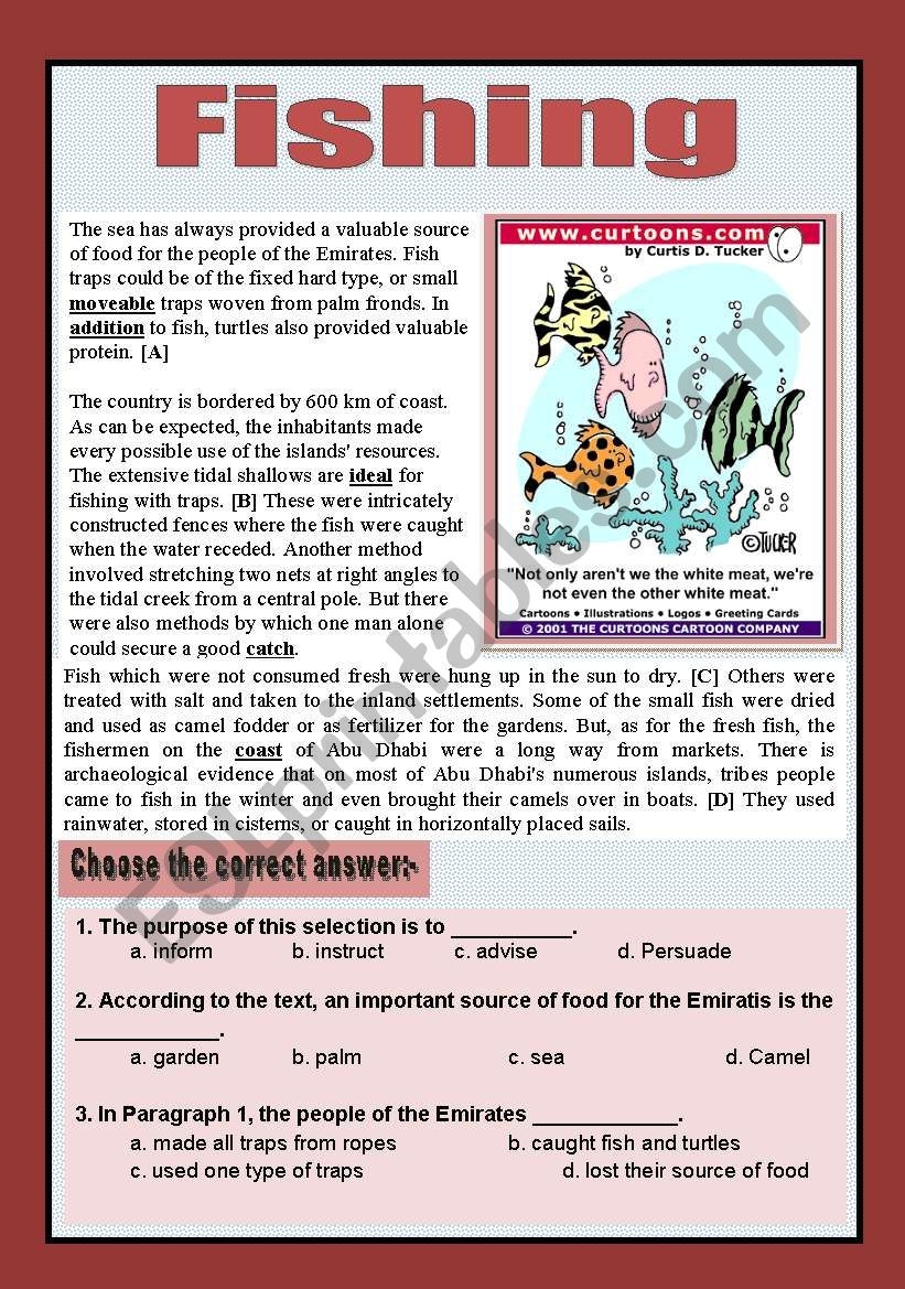 Fish Reading Comprehension Worksheets