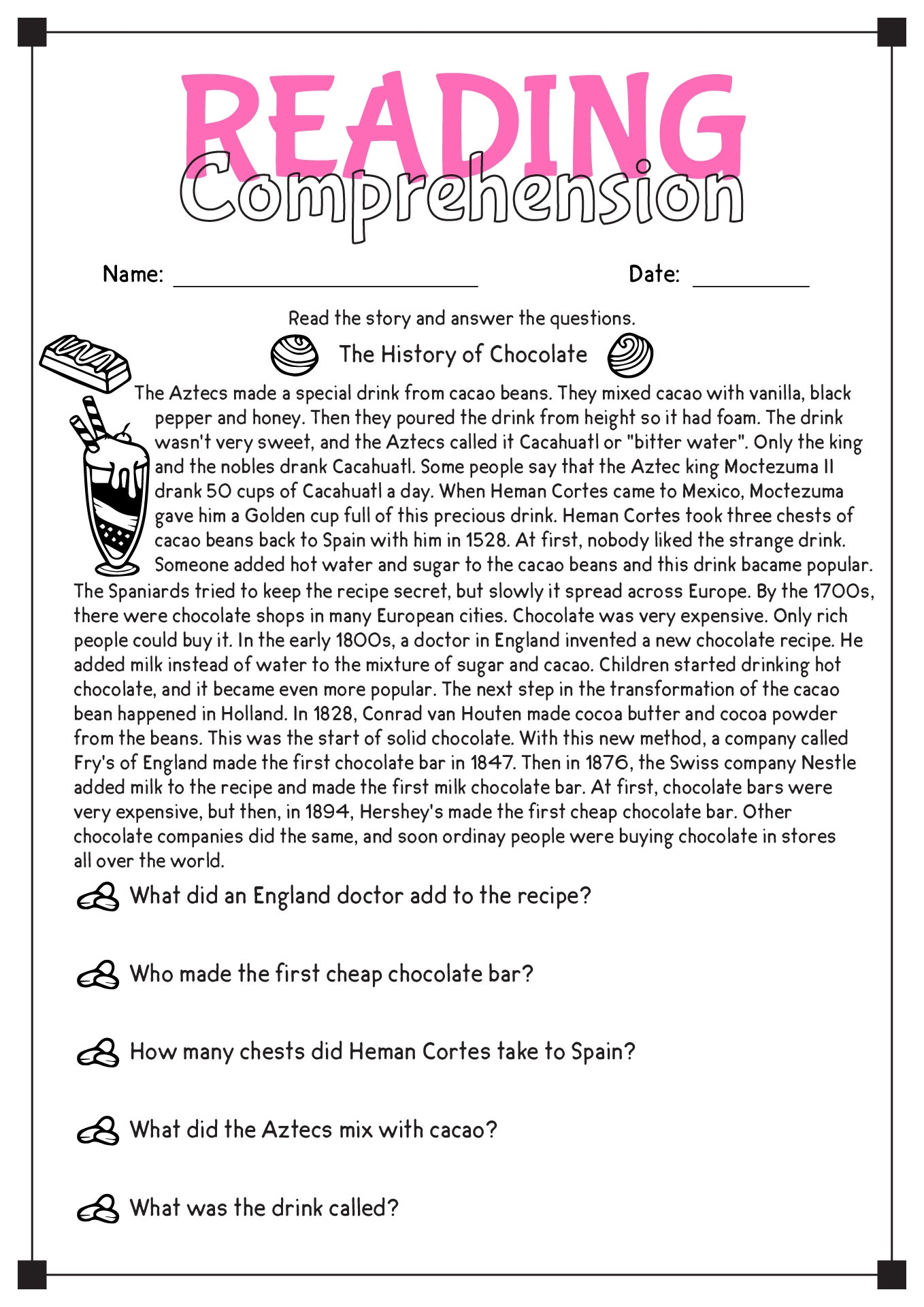 Reading Comprehension Worksheet A Trip To Hawaii Worksheets Library
