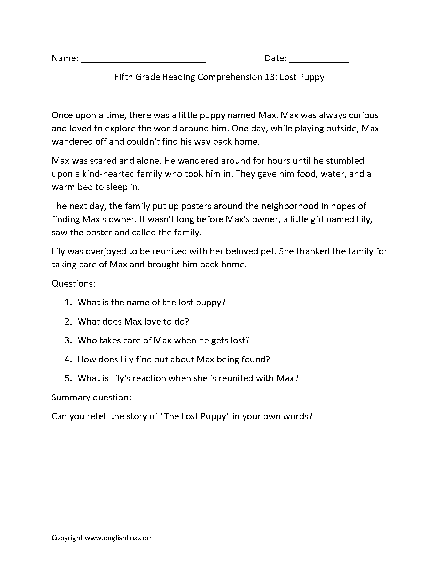 Reading Comprehension Worksheets Fifth Grade Reading Comprehension Worksheets