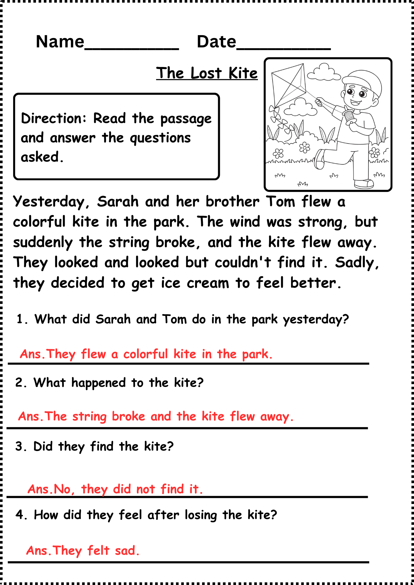 Reading Comprehension Worksheets Grade 1