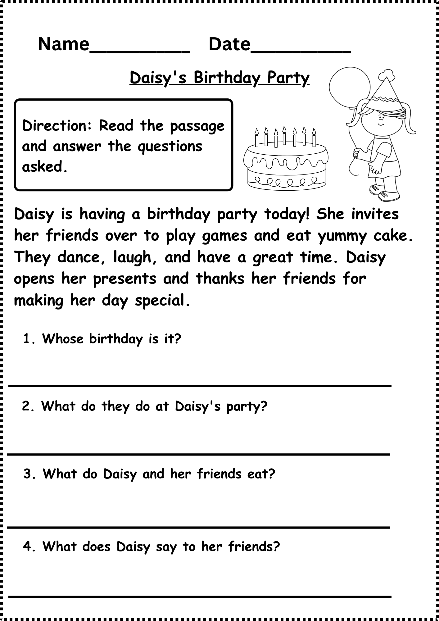 Grade 1 Reading Comprehension Worksheets Pdf