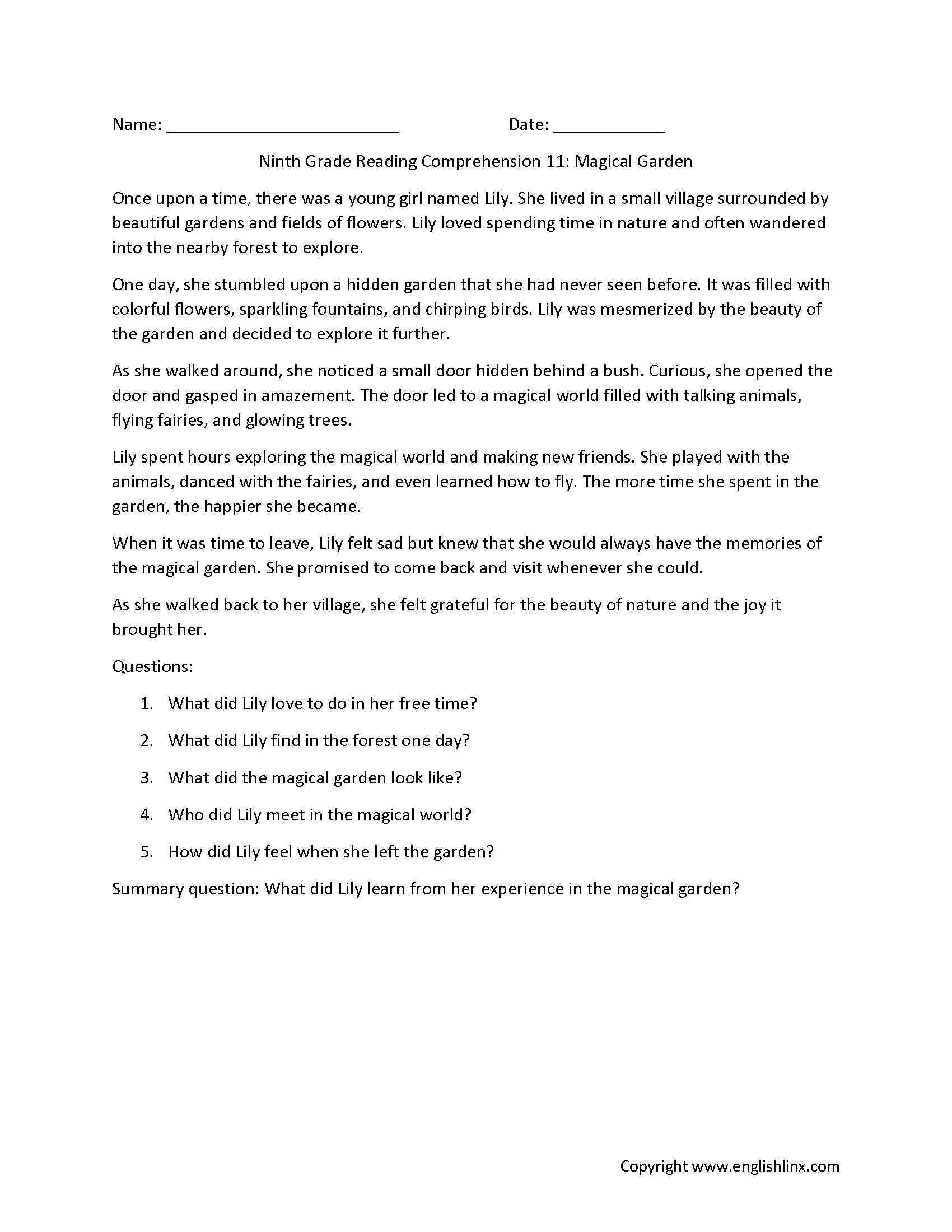 9 11 Reading Comprehension Worksheets Free