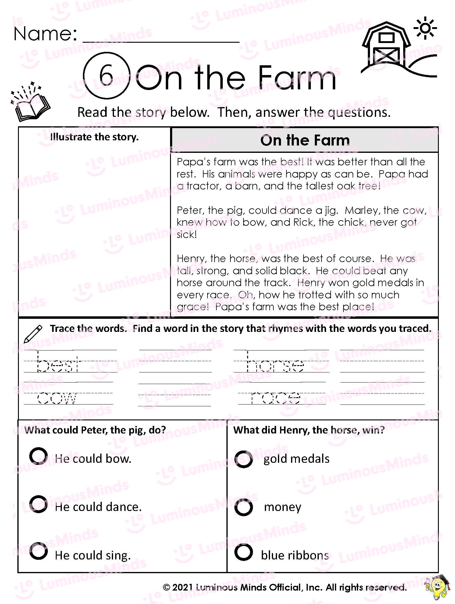 Reading Comprehension Worksheets On The Farm
