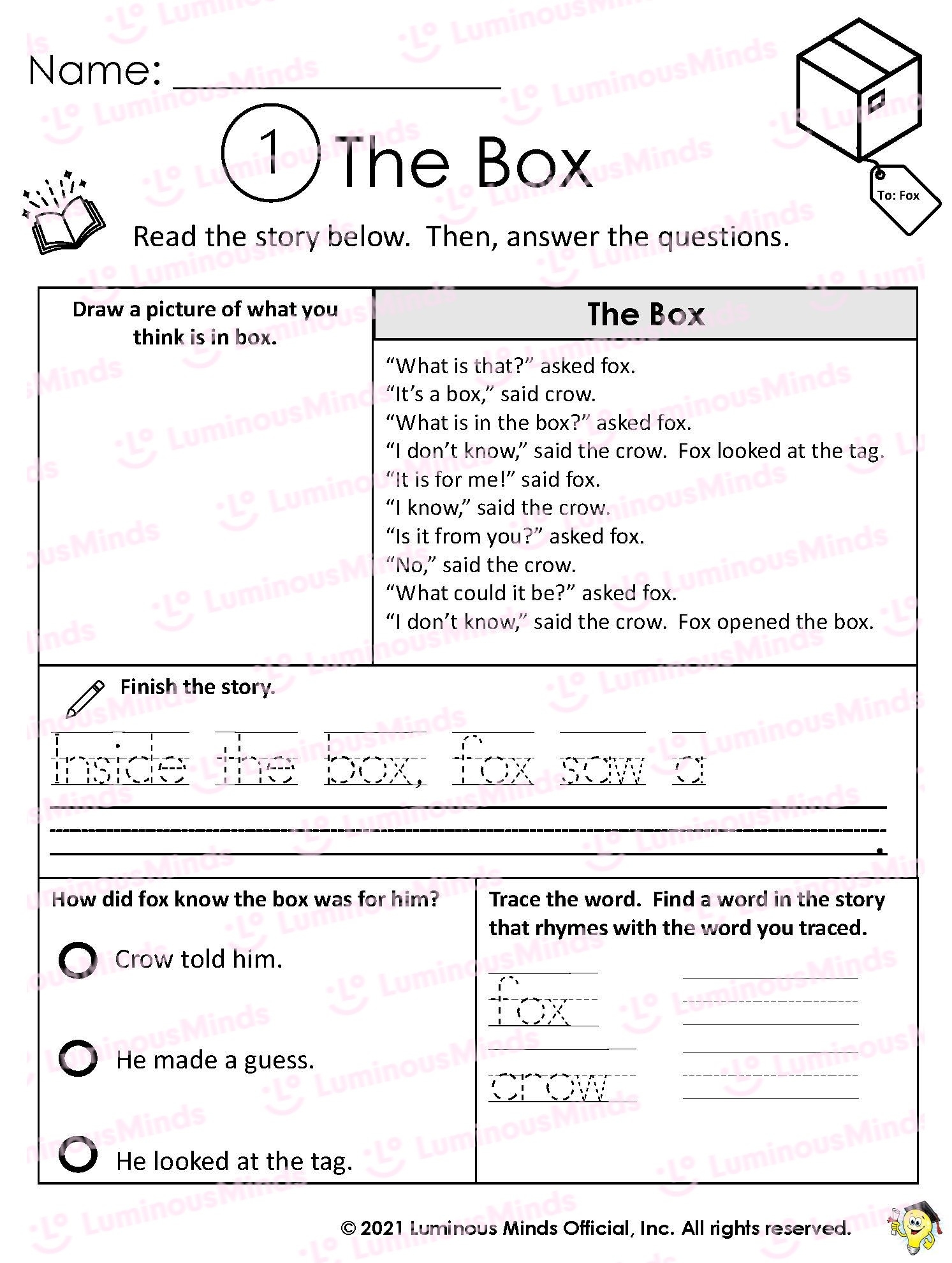 Reading Comprehension Worksheets The Box