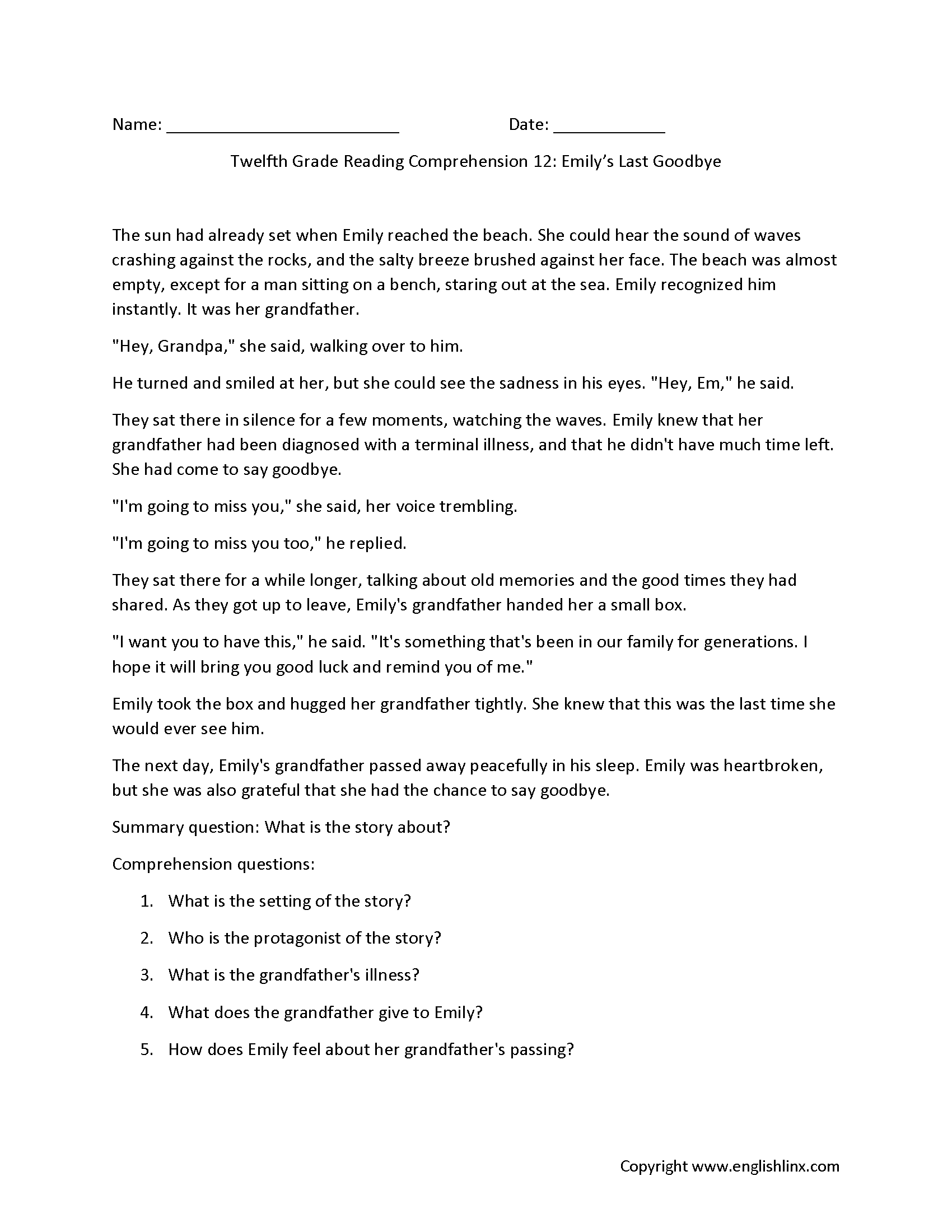 Reading Comprehension Worksheets Twelfth Grade Reading Comprehension Worksheets Reading Comprehension Worksheets Twelfth Grade Reading Comprehension Worksheets