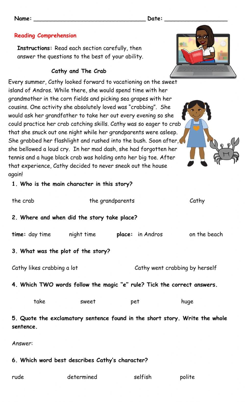 Reading Comprehension Worksheets Worksheet Plus