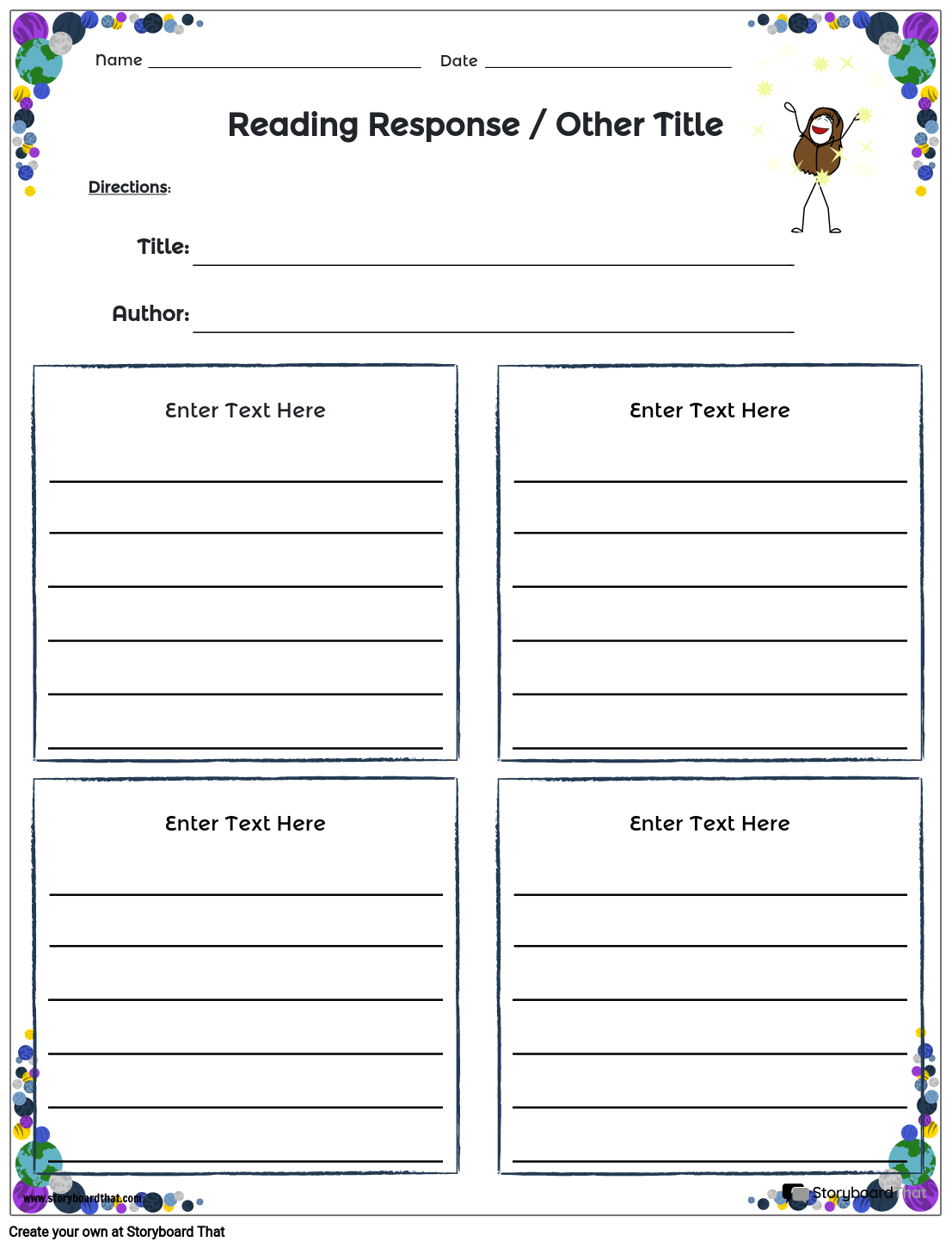 Blank Reading Comprehension Worksheet Template
