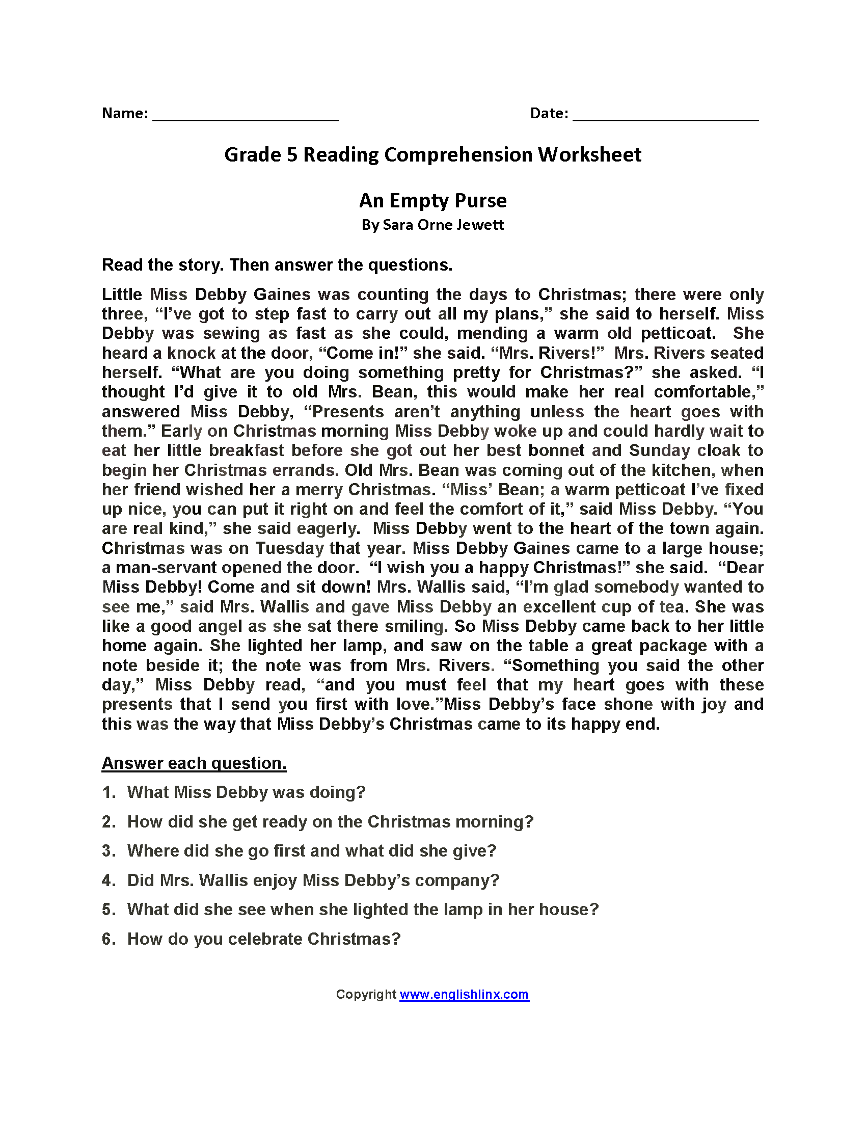 Reading Worksheets Fifth Grade Reading Worksheets