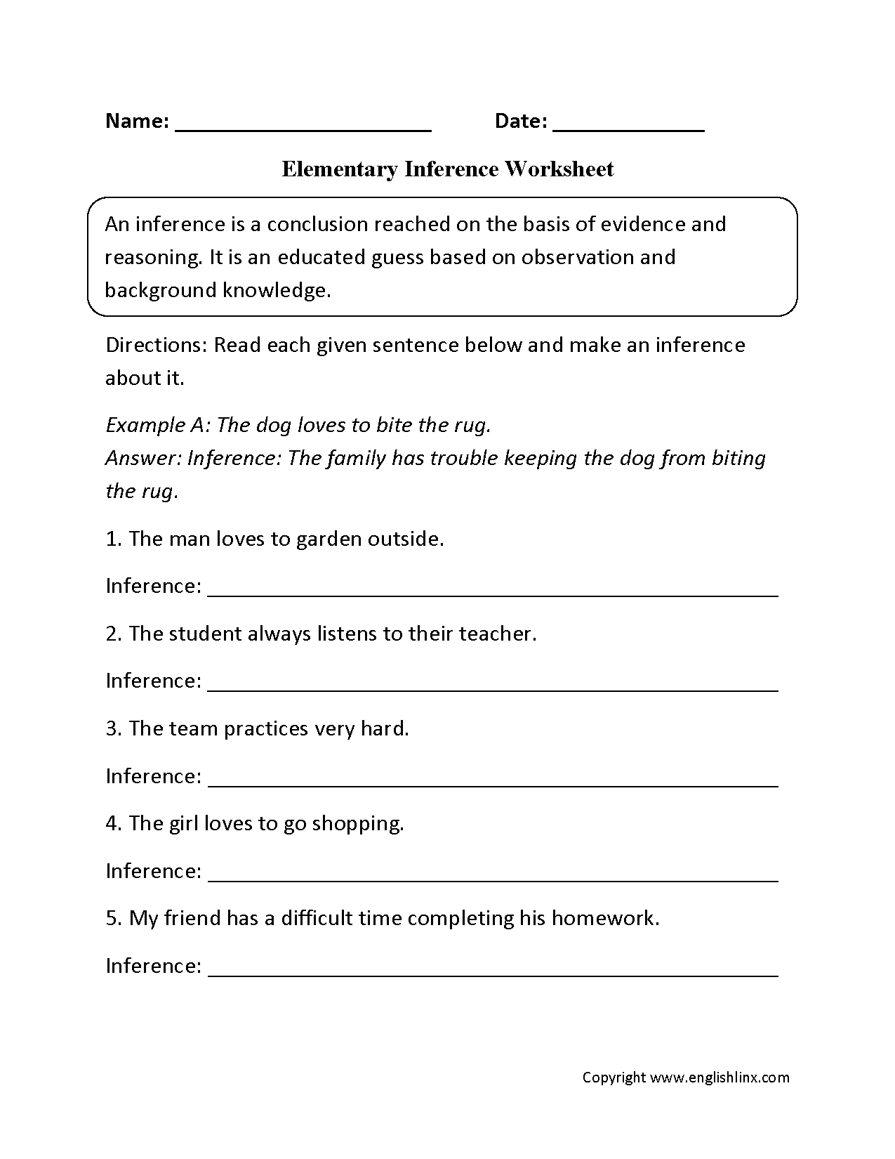 4Th Grade Reading Comprehension Worksheets Inference