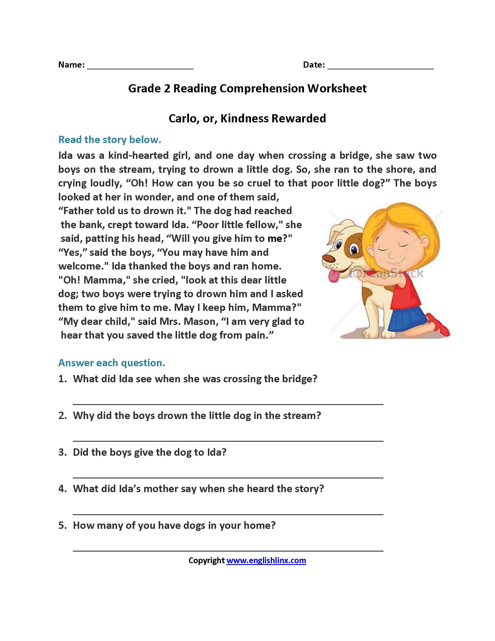 2Nd Grade Fun Reading Comprehension Worksheets