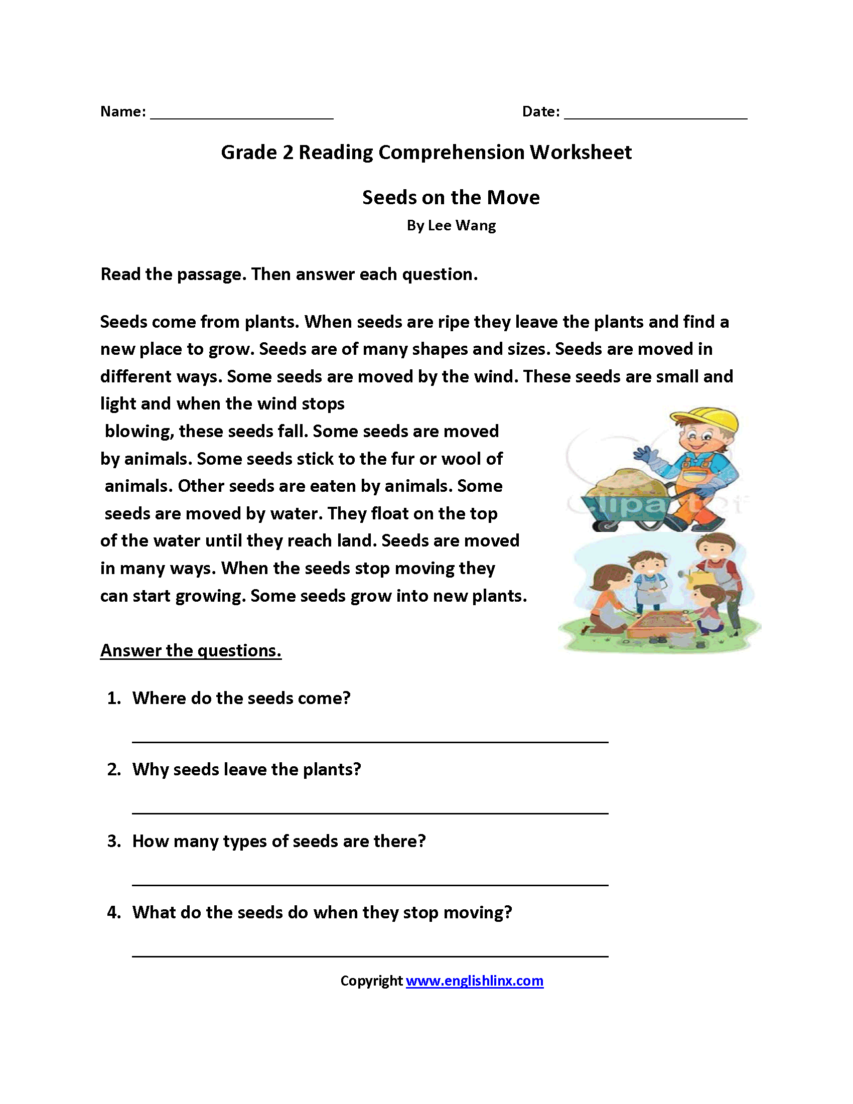2Nd Grade Printable Reading Comprehension Worksheets