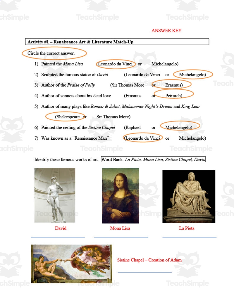 Renaissance Worksheets Worksheets Library