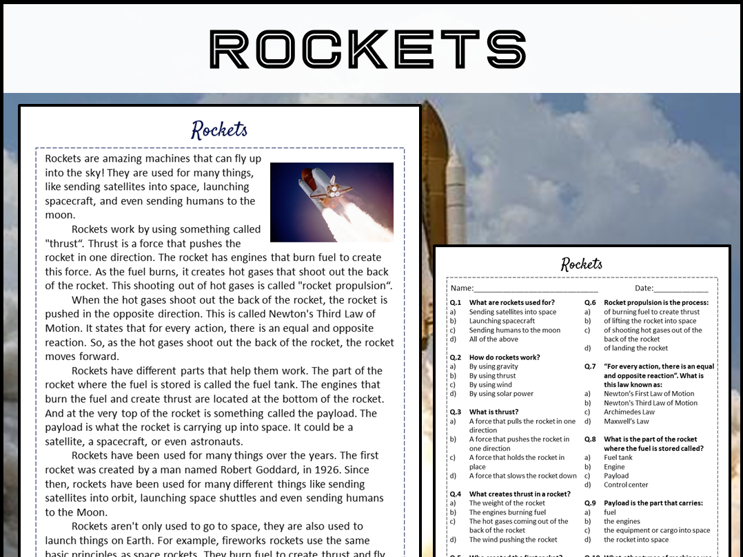 Rockets Reading Comprehension Passage And Questions PDF Teaching Resources