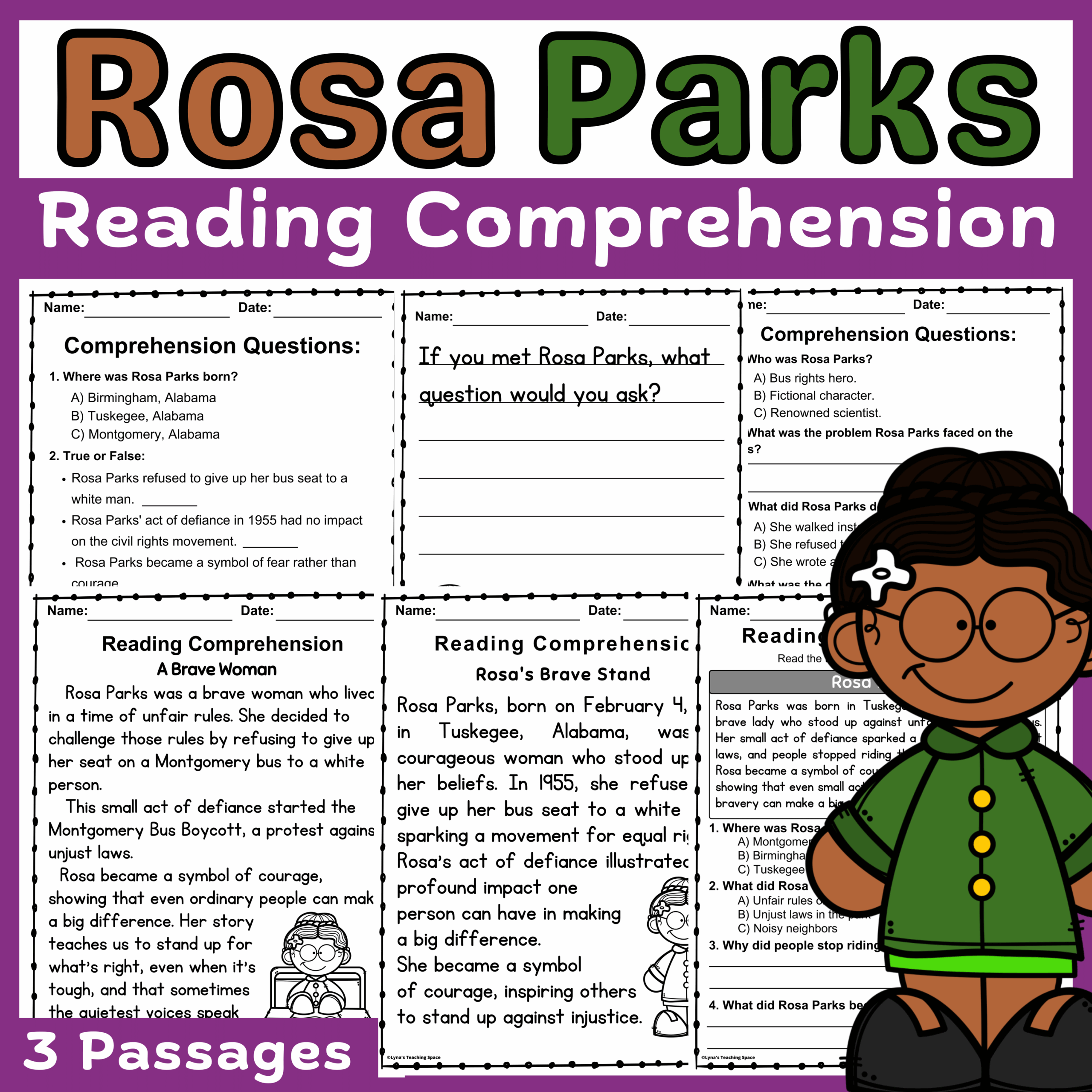 Rosa Parks Reading Comprehension Passages And Activities Worksheet No Prep Made By Teachers Rosa Parks Reading Comprehension Passages And Activities Worksheet No Prep Made By Teachers