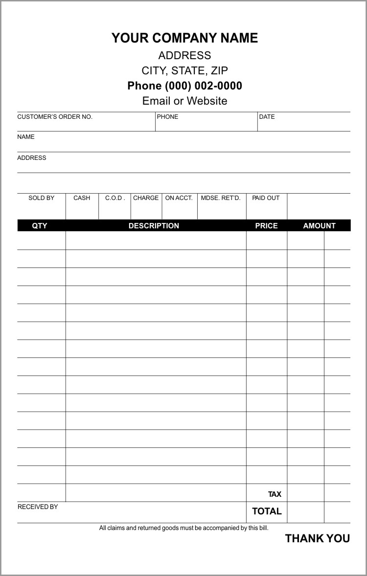 Free Printable Sales Receipt Worksheets
