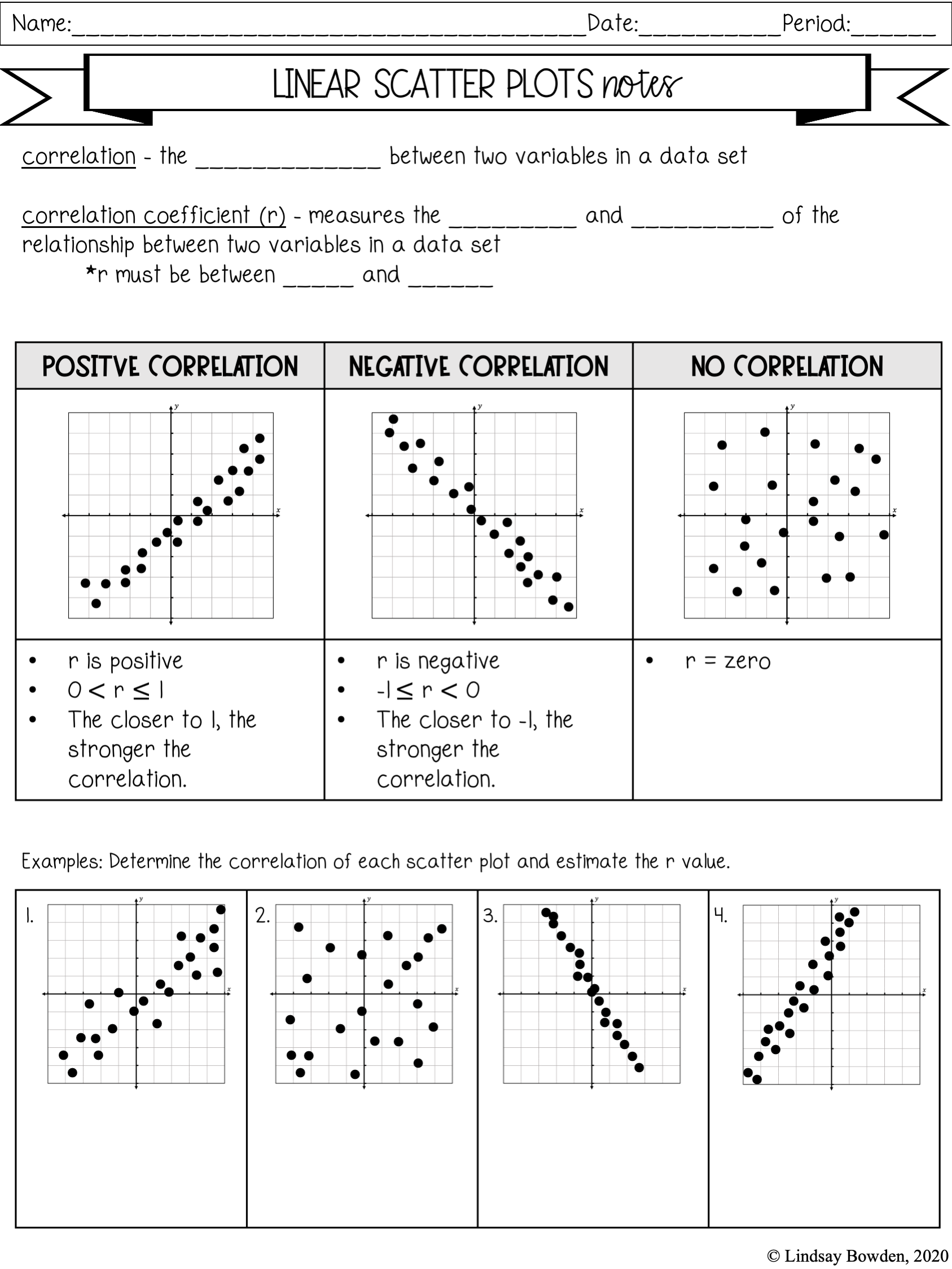 Scatter Plot Worksheets Free Printable
