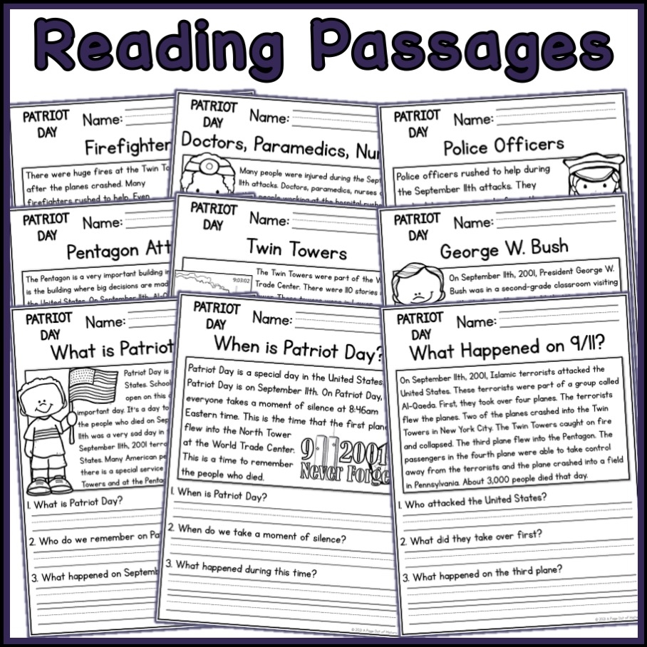 September 11th 9 11 Patriot Day Holidays Reading Comprehension Passages K Made By Teachers