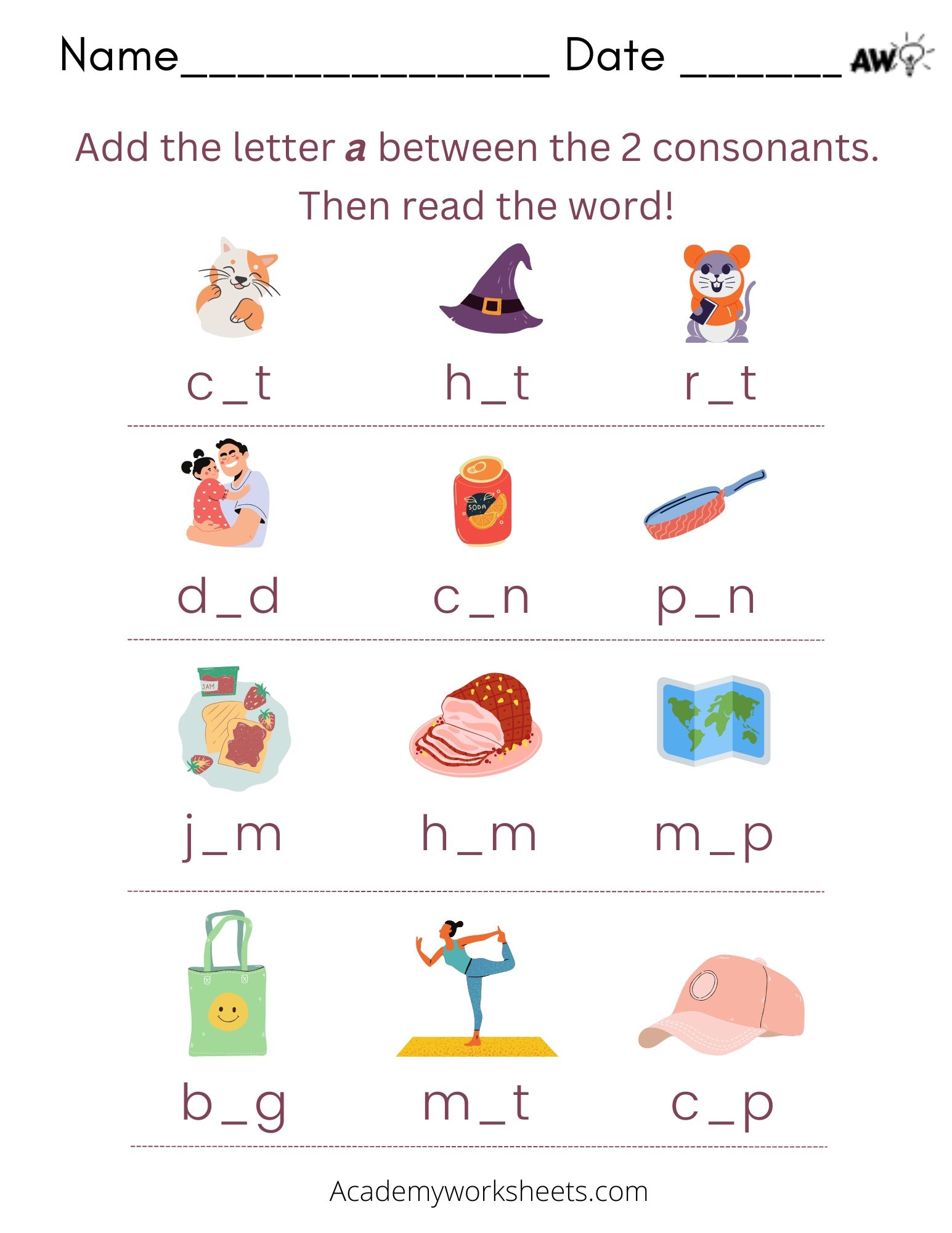 Short A Phonics Worksheets CVC Academy Worksheets Short A Phonics Worksheets CVC Academy Worksheets