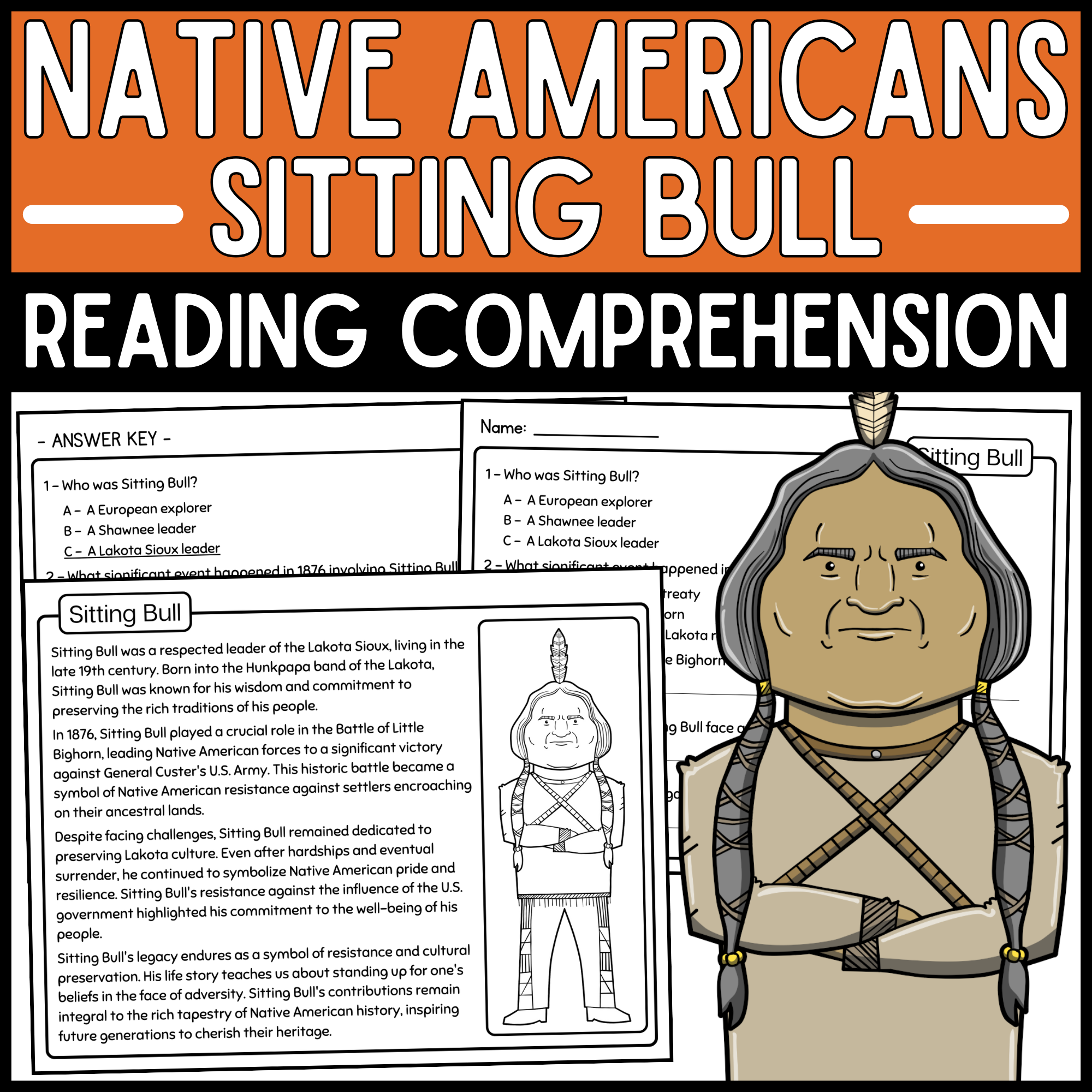 Sitting Bull Reading Comprehension Passage Native American Heritage Month Made By Teachers