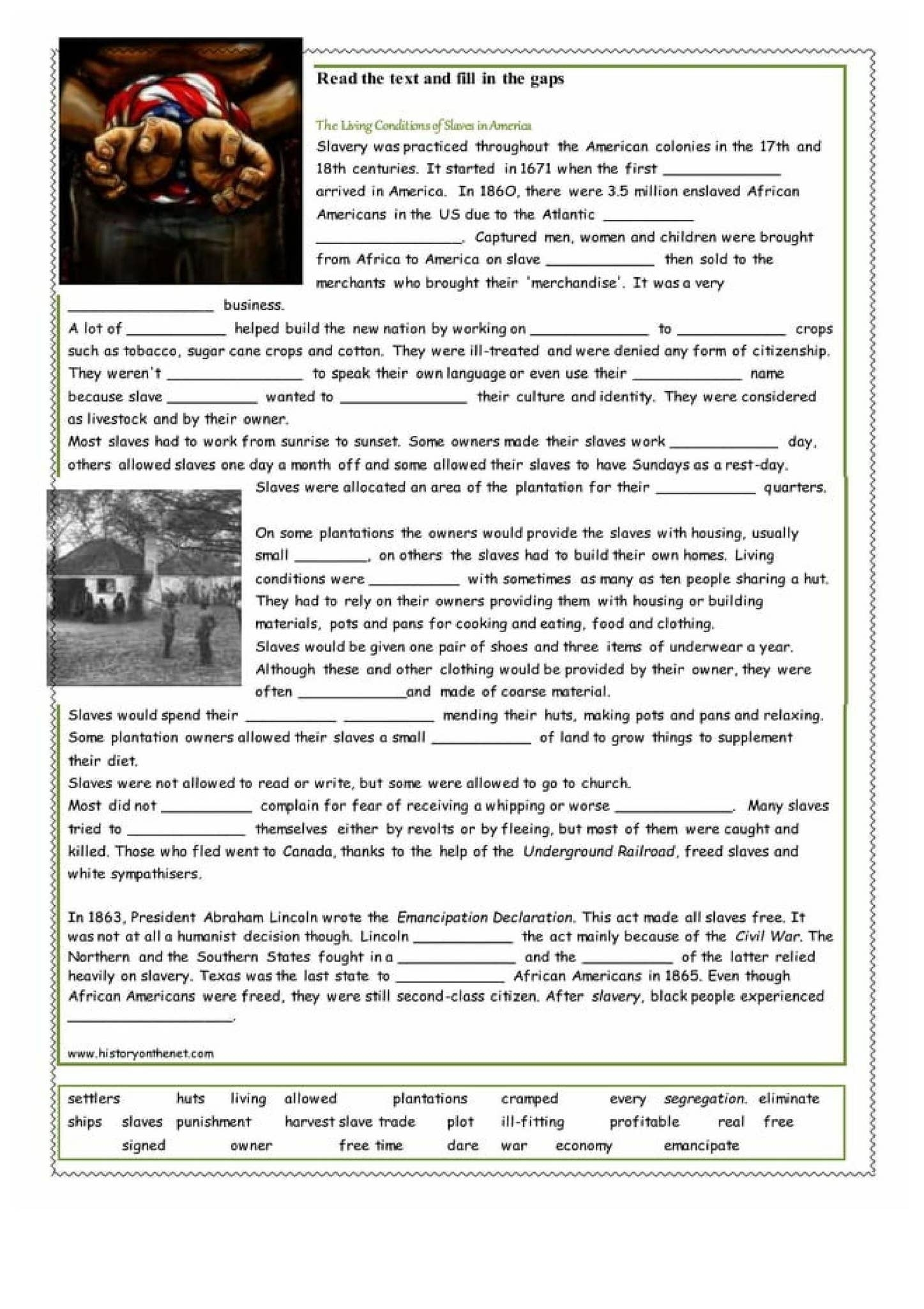 Slavery Reading Comprehension Exercises By Kanjana Williams Issuu